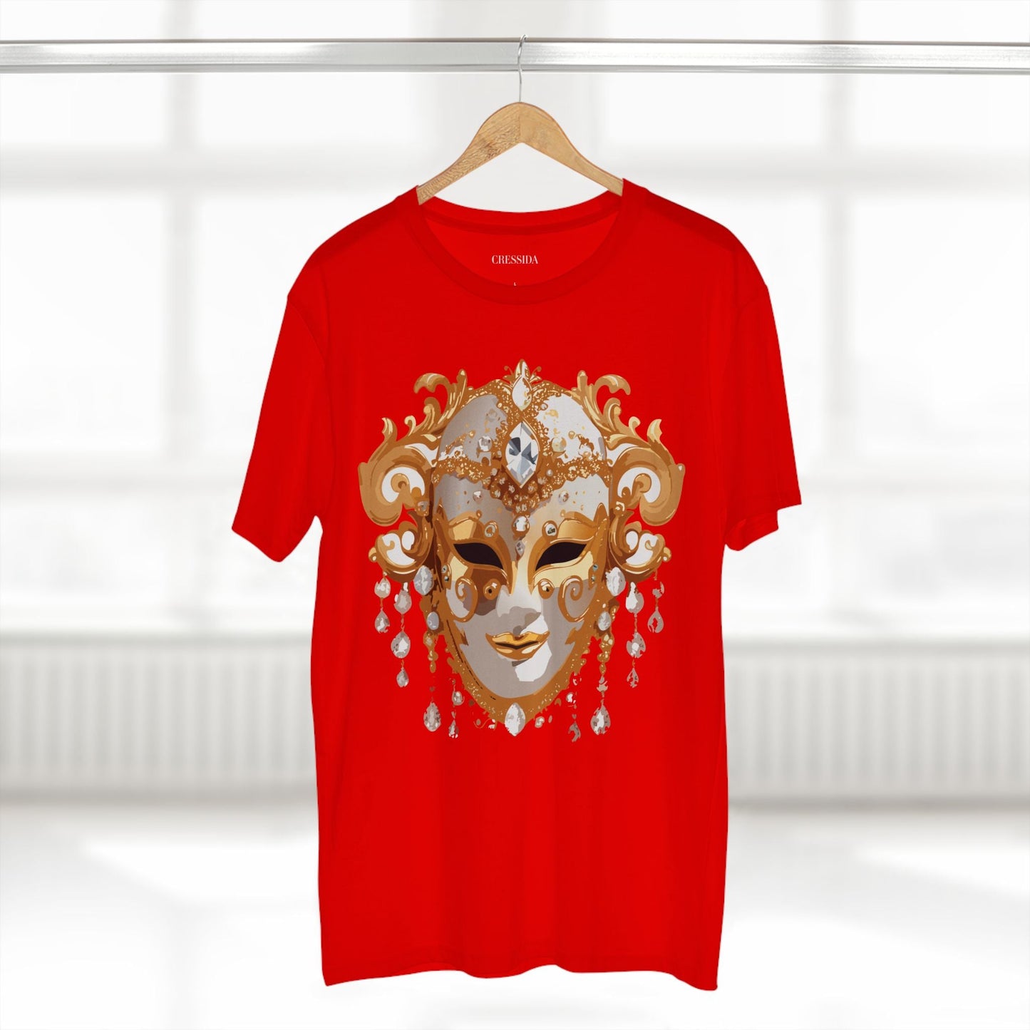 Carnival Mask Graphic T-Shirt Unisex 100 Cotton With Antique Gold Art Design Tee 24