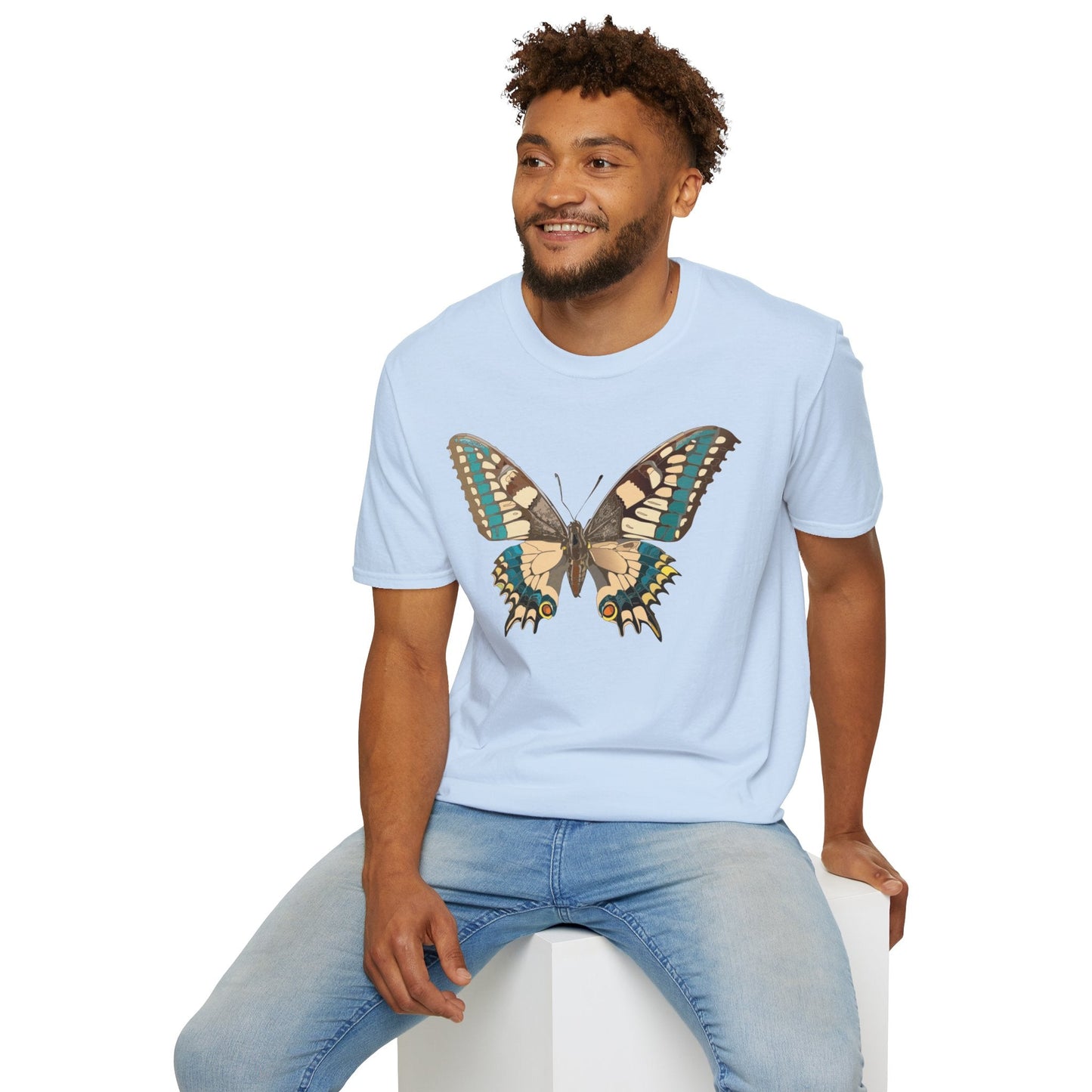 Unisex Butterfly T Shirt Softstyle 64000 Ring Spun Cotton Lightweight Tee Breathable Everyday Comfort