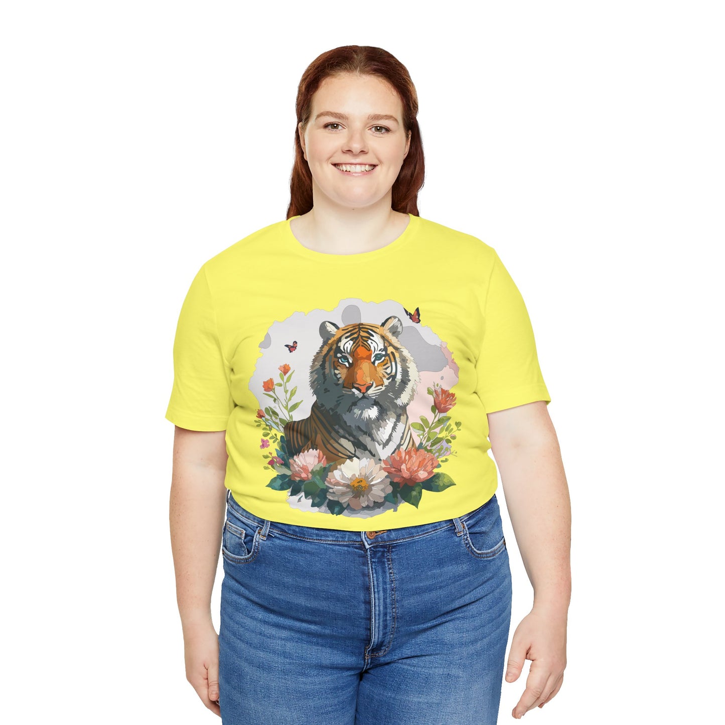 Floral Tiger Graphic Tee, Animal Shirt, Tiger Shirt, Flower Top, T-Shirt with Animal, Art Design