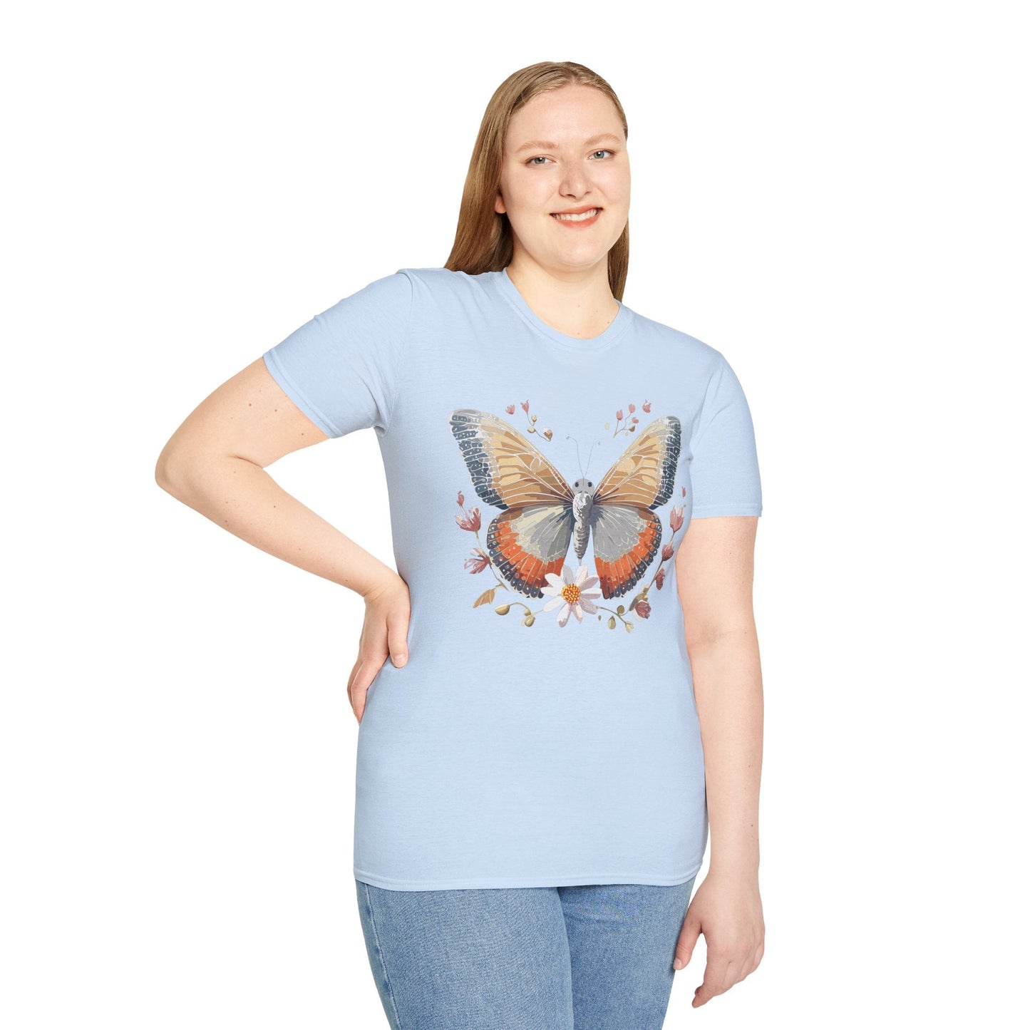 Unisex Butterfly T Shirt Softstyle Gildan 64000 Comfortable Durable Tee For Everyday Wear