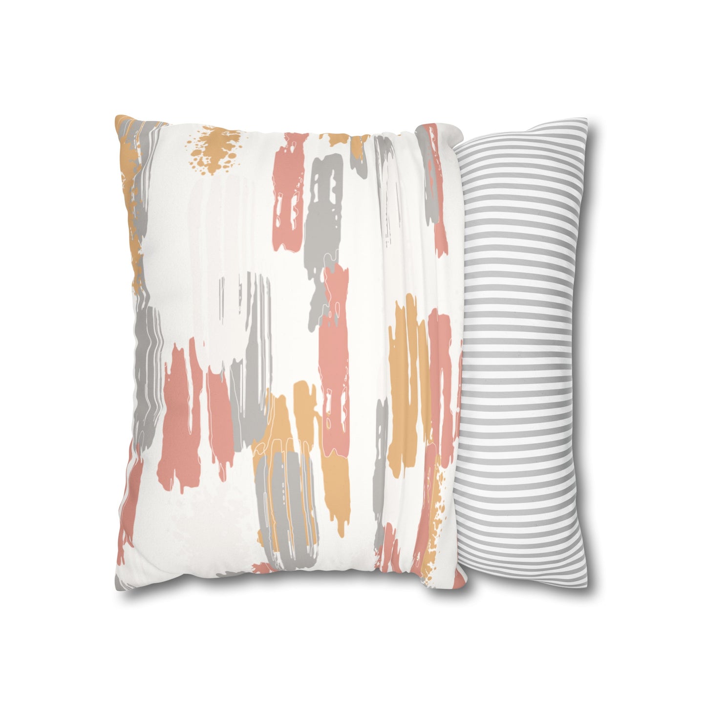 Faux Suede Pillowcase with Abstract print