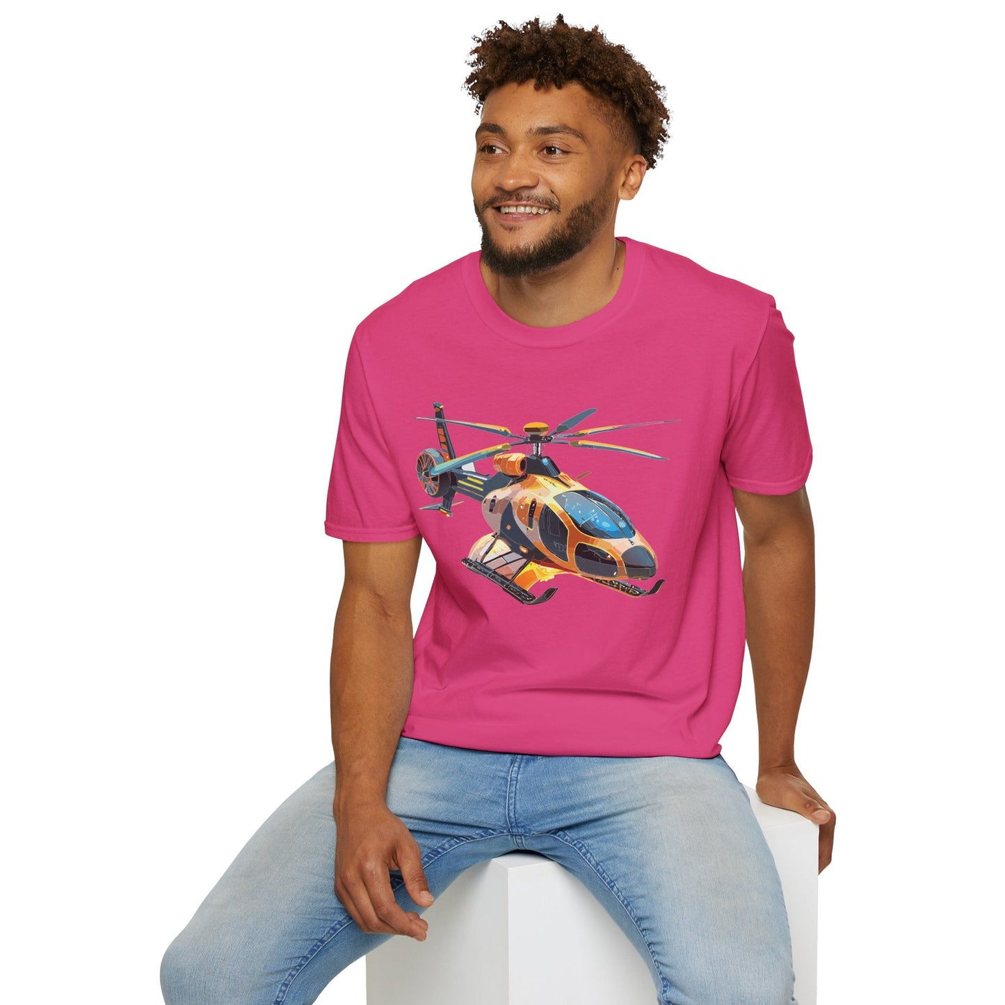 Chopper Helicopter Graphic Unisex Cotton Softstyle Short Sleeve Tee 3