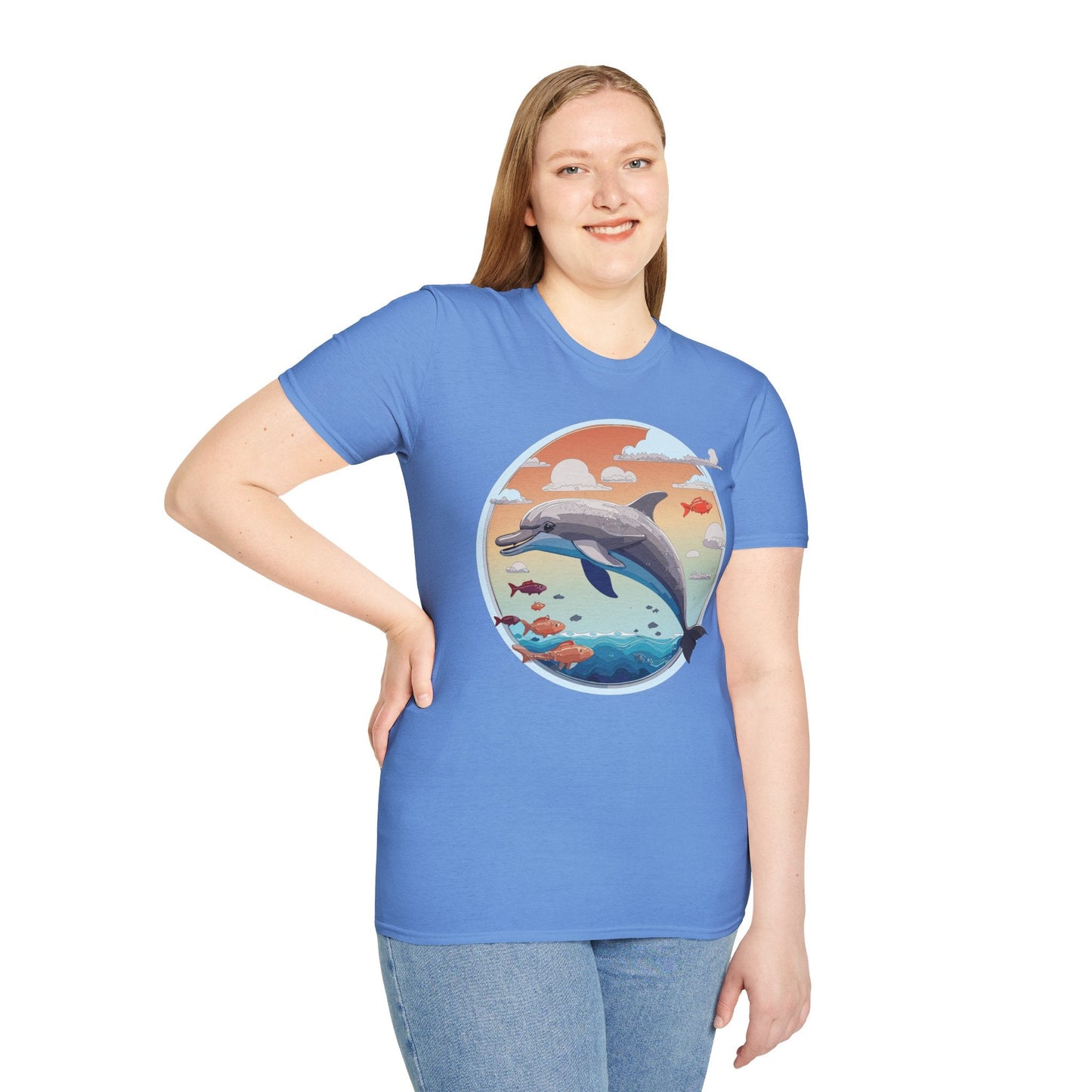 Dolphin Shirt Unisex Gildan Softstyle Cotton Tee For Men Women Dolphin Fish Animal Shirt