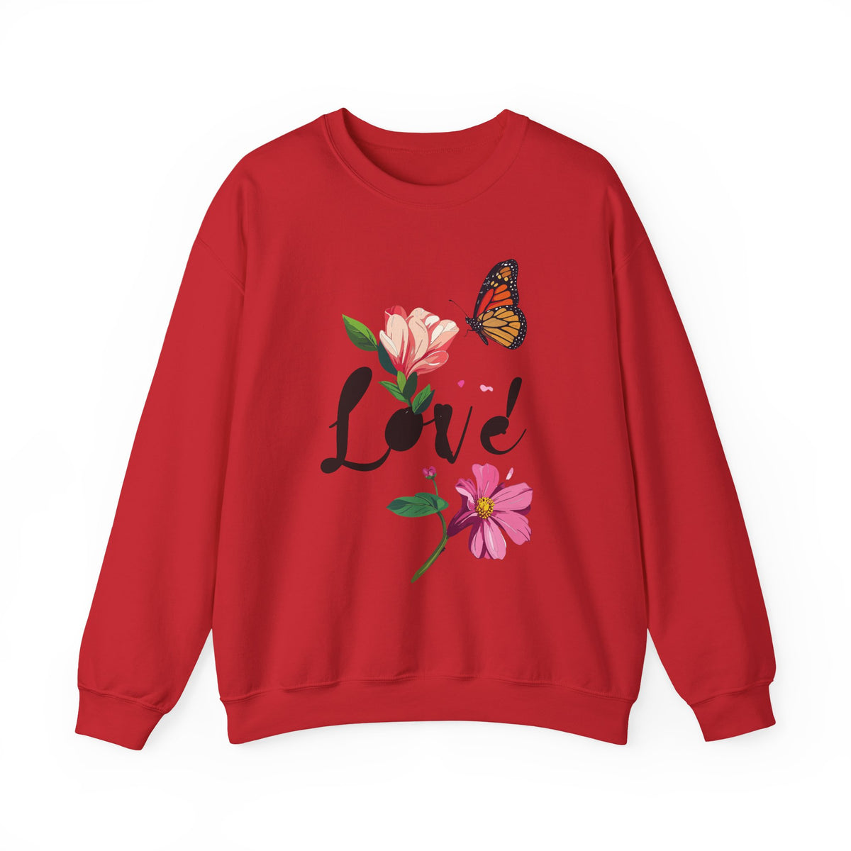 Floral Love Graphic Valentine's Day Sweatshirt Unisex 50/50 Cotton-Poly Sweatshirt w44