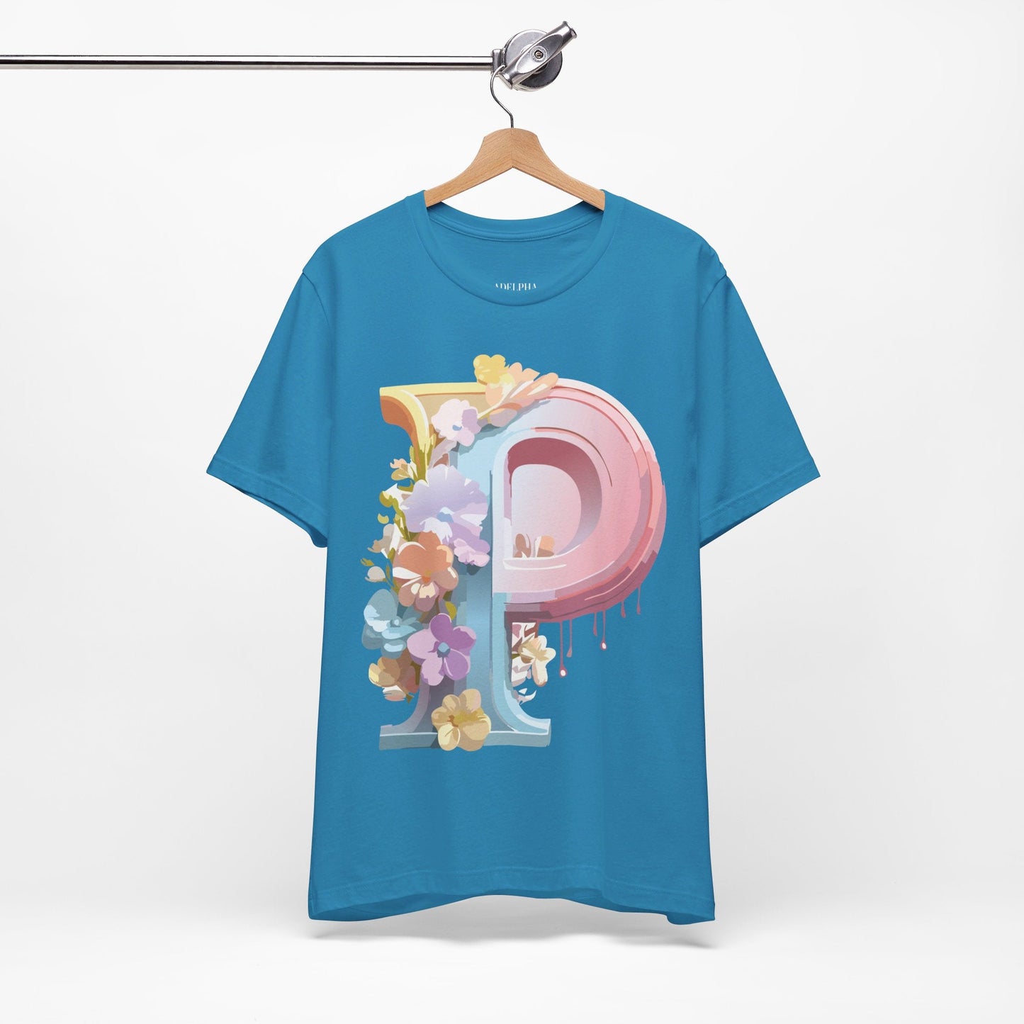Letter P Shirt Graphic Tee Unisex Jersey Short Sleeve Adelpha Vintage Inspired Artwork