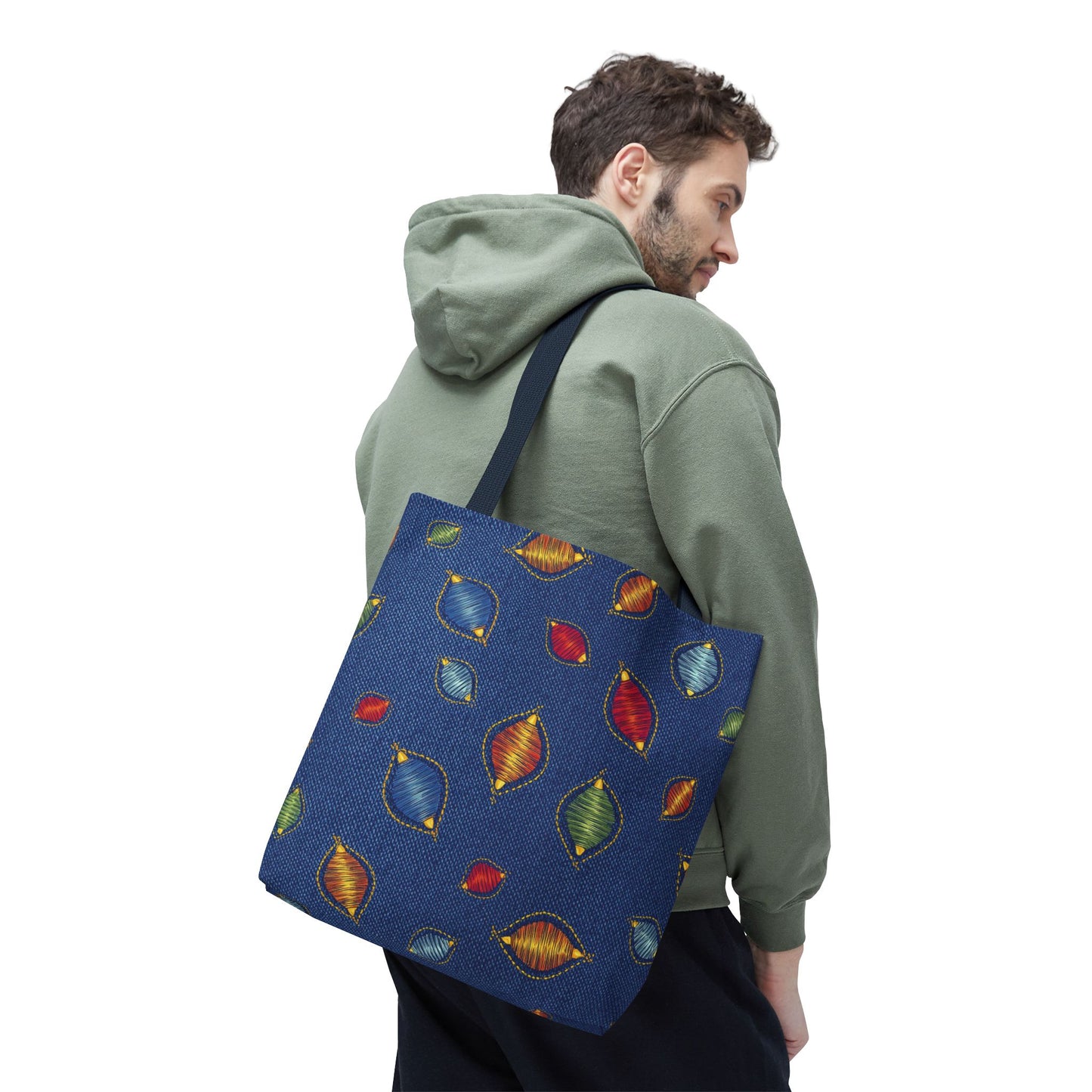 Diwali Graphic Denim Fabric Imitation Print Unisex Canvas Bag Poly Spun 3 Sizes Tote Bag 205-9