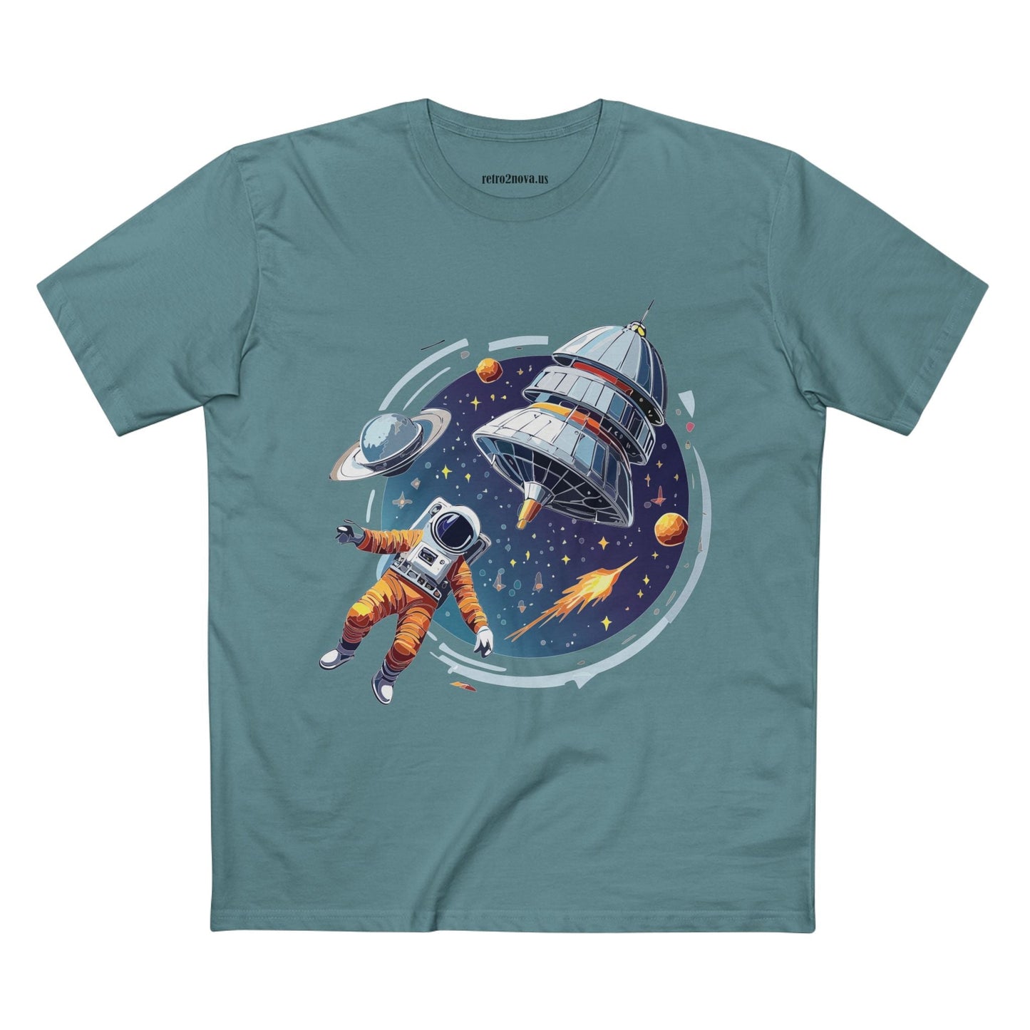 Cosmos Astronaut Shirt Unisex Premium Cotton Tee With Original Art Design Retro2Nova