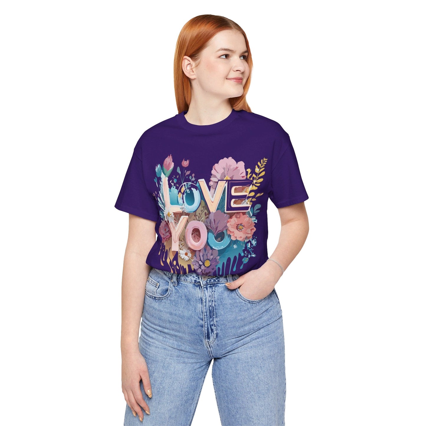 Valentine Day Graphic Unisex 100 Cotton Vintage Artwork with Love and Flower Design Tee 36