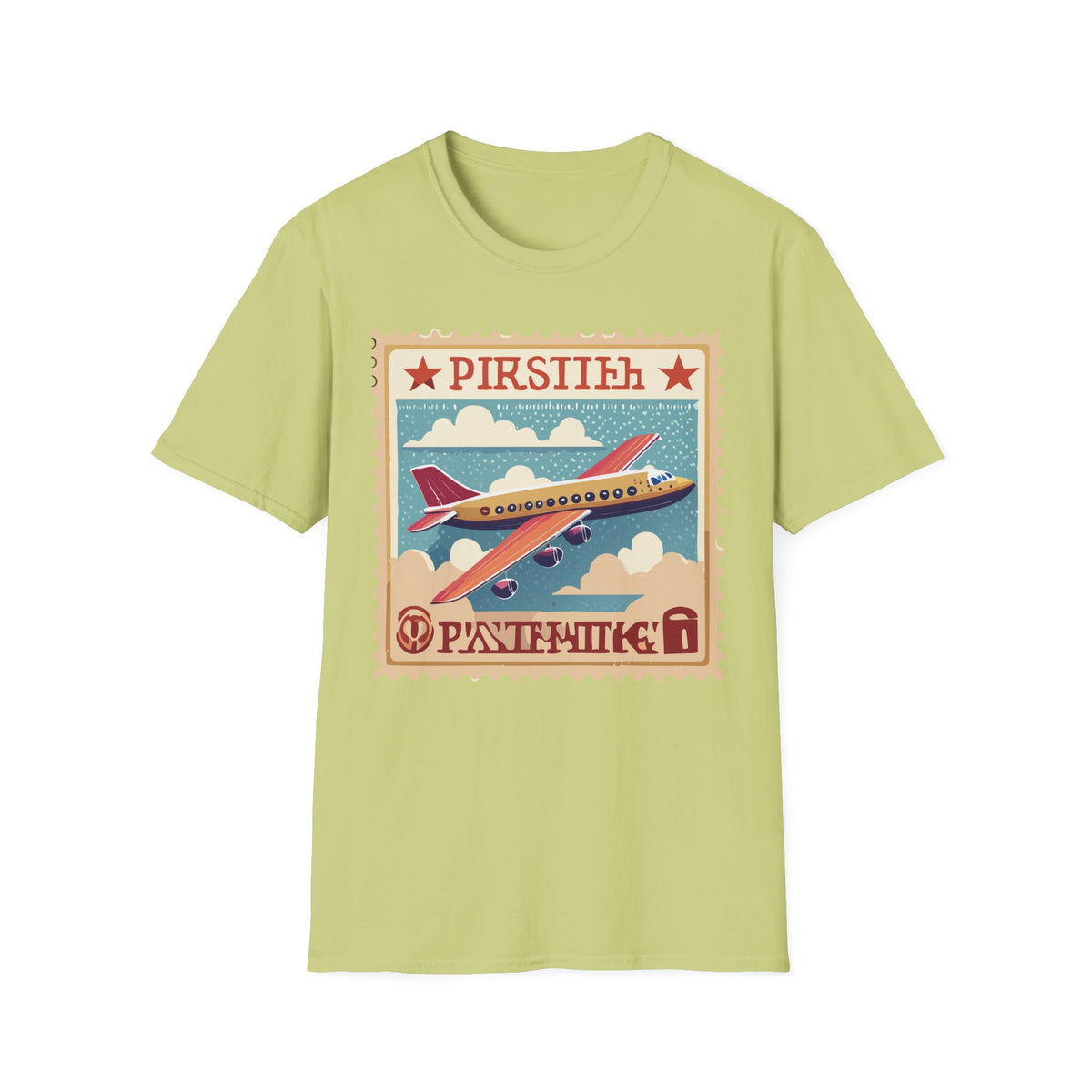 Vintage Airplane Stamp design T-Shirt | Retro Travel Plane Graphic Tee