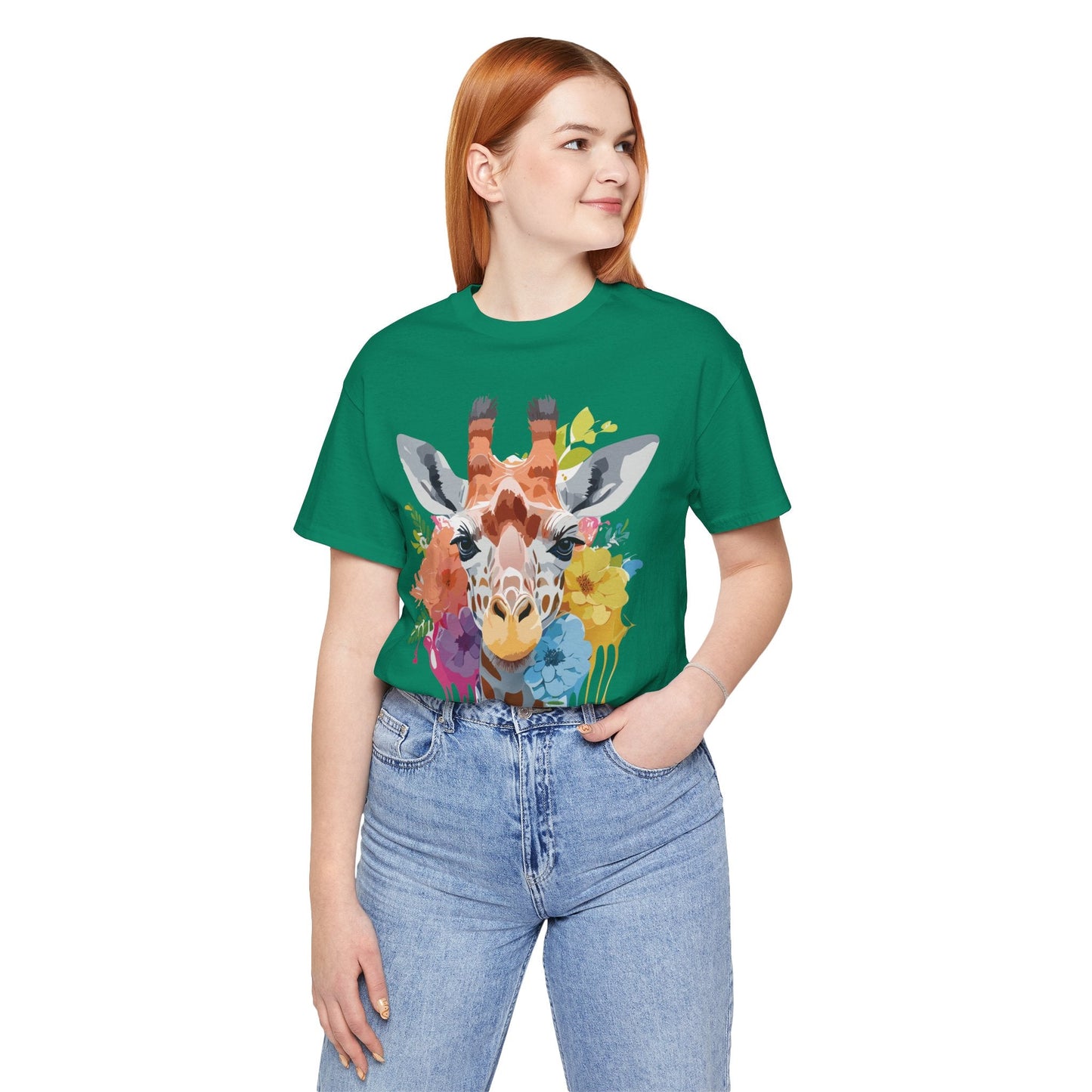 Giraffe Graphic Tee By Adelpha Unisex Vintage Inspired Art Design Short Sleeve Jersey Shirt