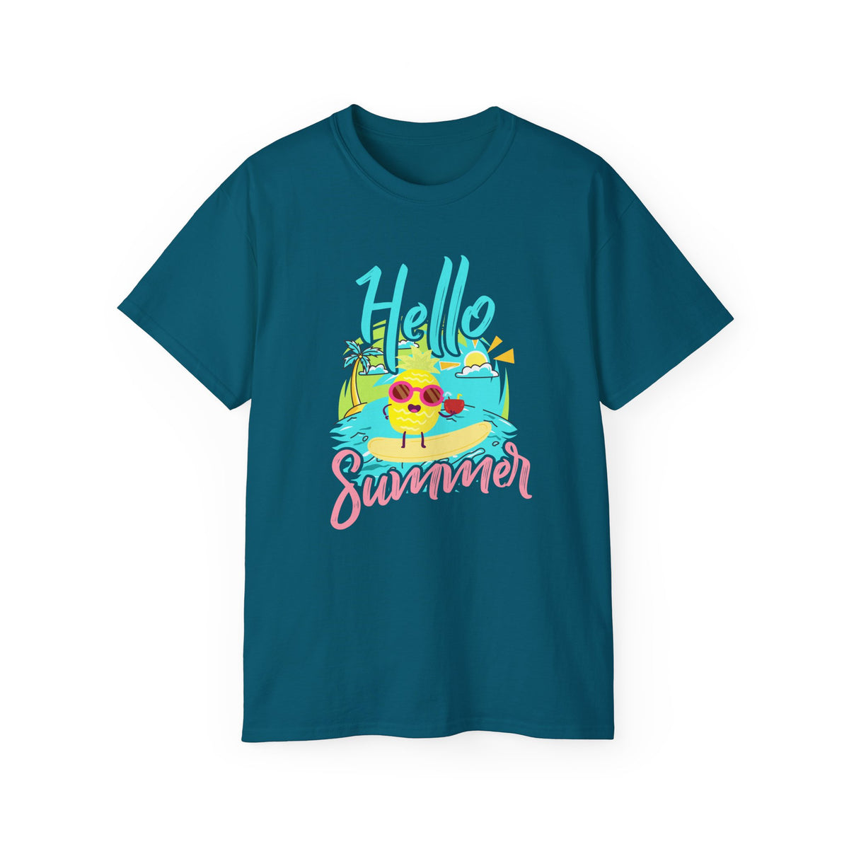 Hello Summer chick graphic Tee | Summer beach sun illustration