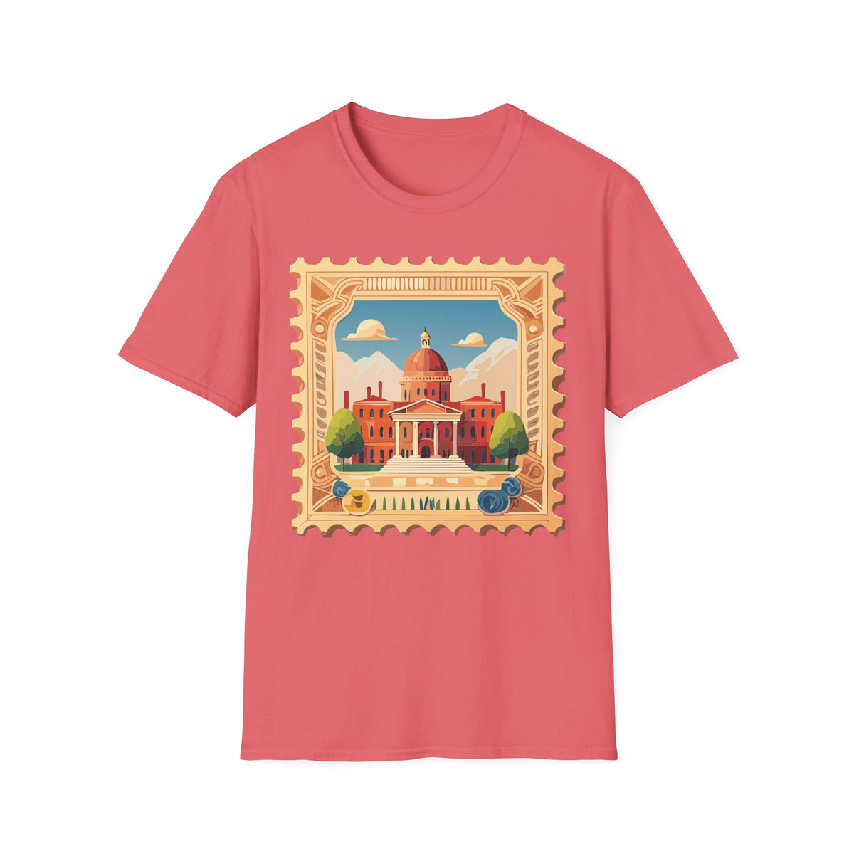 Vintage Postage Stamp Capitol Illustration T-Shirt | Architectural Travel Graphic Tee Unisex 100 Cotton Gildan T-Shirt