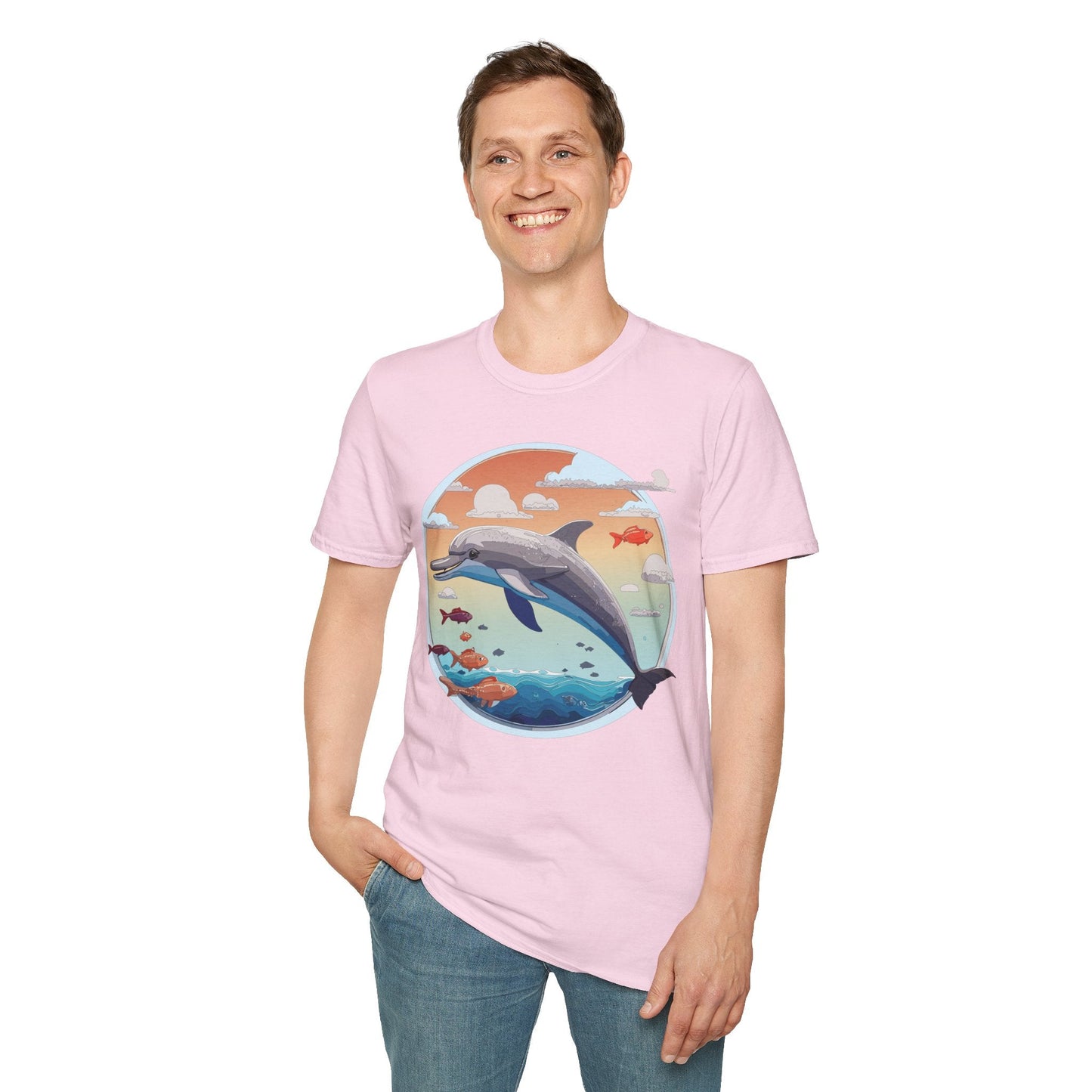 Dolphin Shirt Unisex Gildan Softstyle Cotton Tee For Men Women Dolphin Fish Animal Shirt