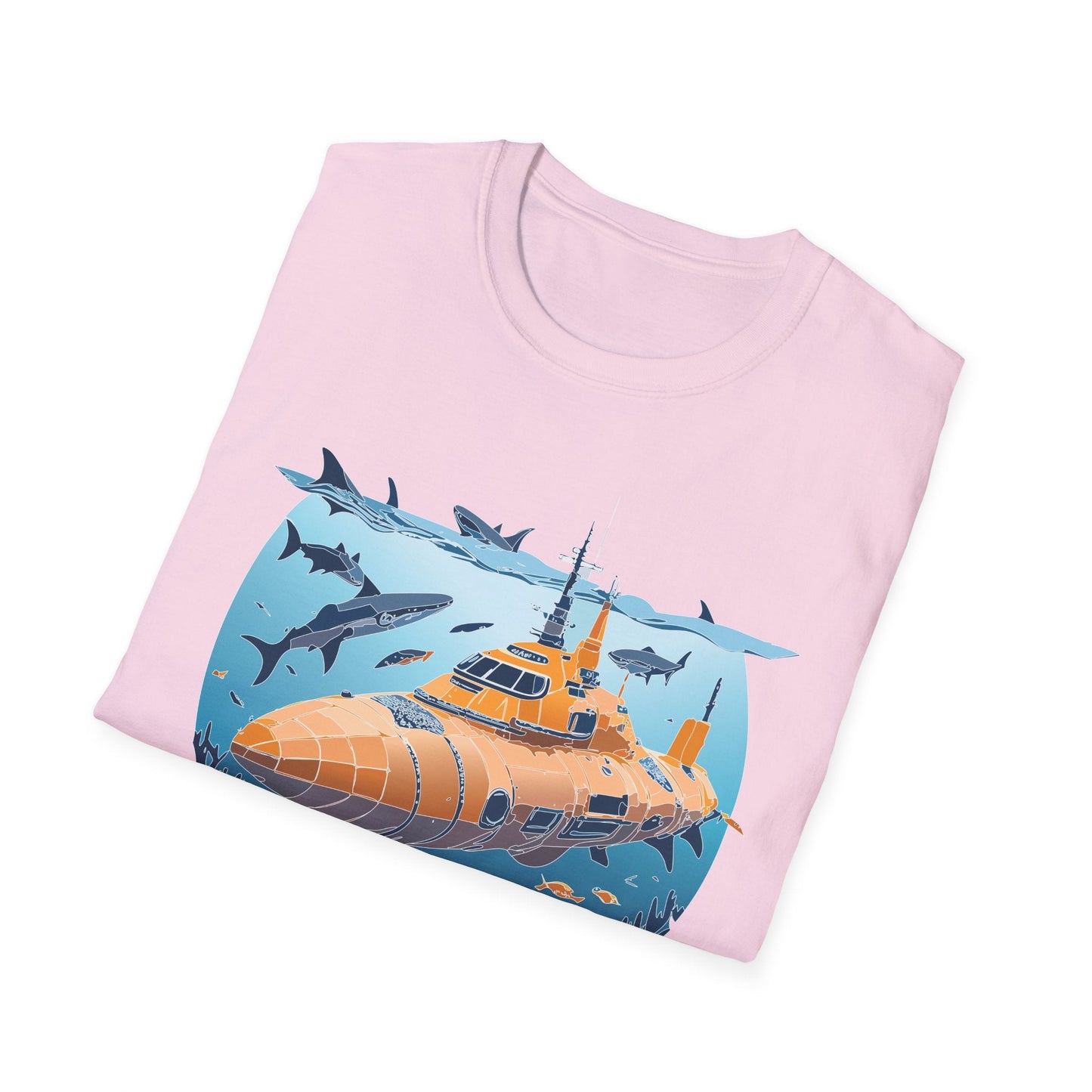 Ocean Graphic Tee Shirt Unisex Softstyle 64000 Gildan Lightweight Breathable Ocean Design U Boat