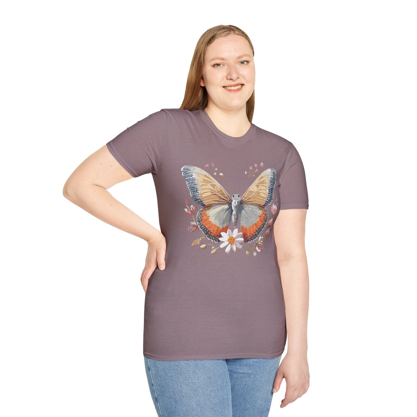 Unisex Butterfly T Shirt Softstyle Gildan 64000 Comfortable Durable Tee For Everyday Wear