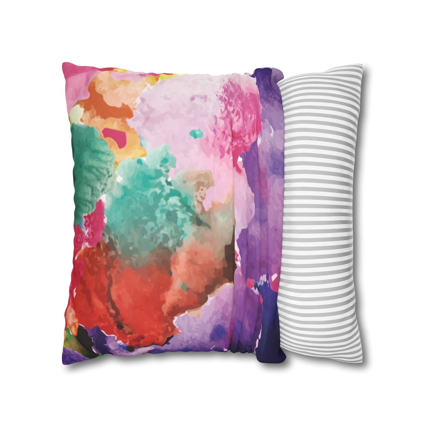 Faux Suede Pillowcase with Abstract print