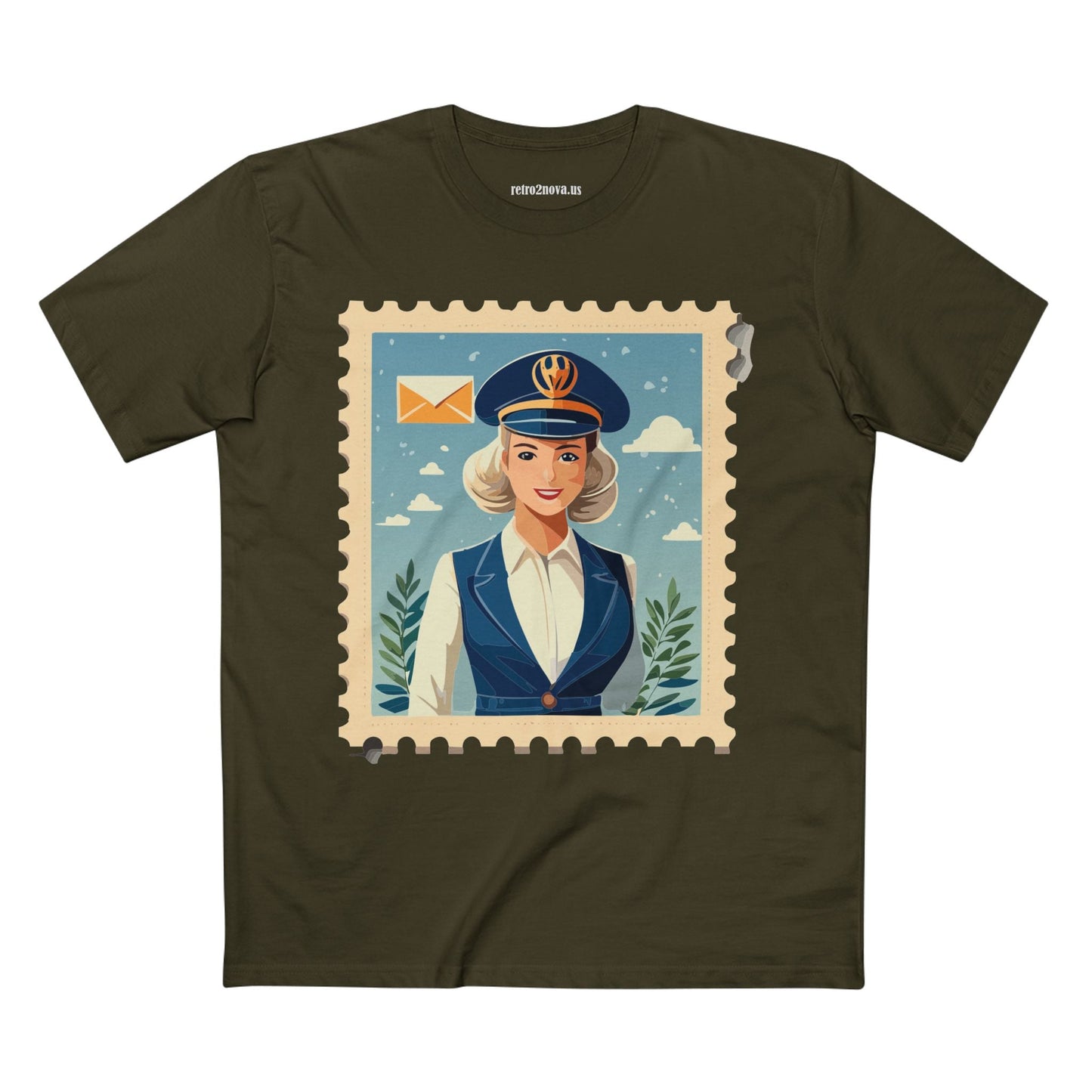 Stamp Shirt Postage Stamp Tee Unisex Premium Cotton Original Art Design Retro2Nova
