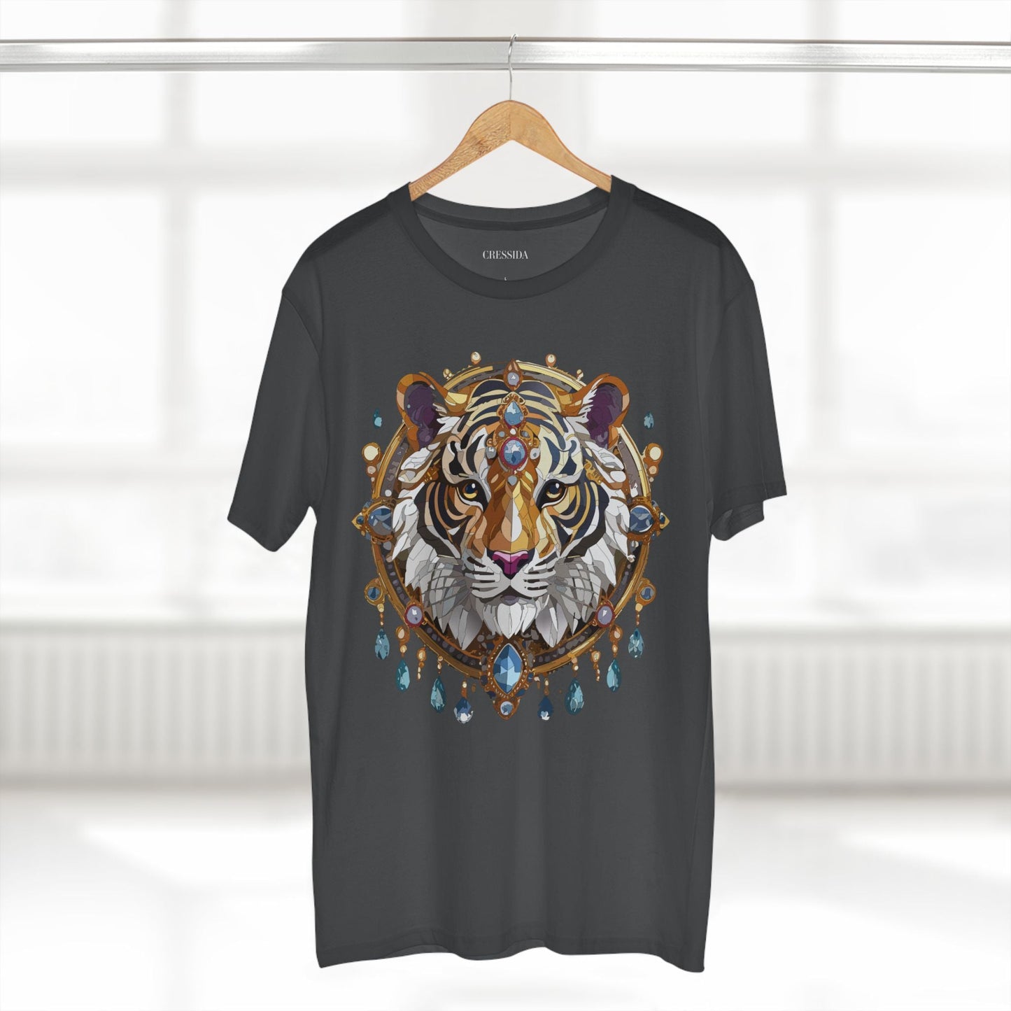 Tiger Graphic Unisex 100 Cotton Tee With Unique Animal Golden Medallion Art Design 55