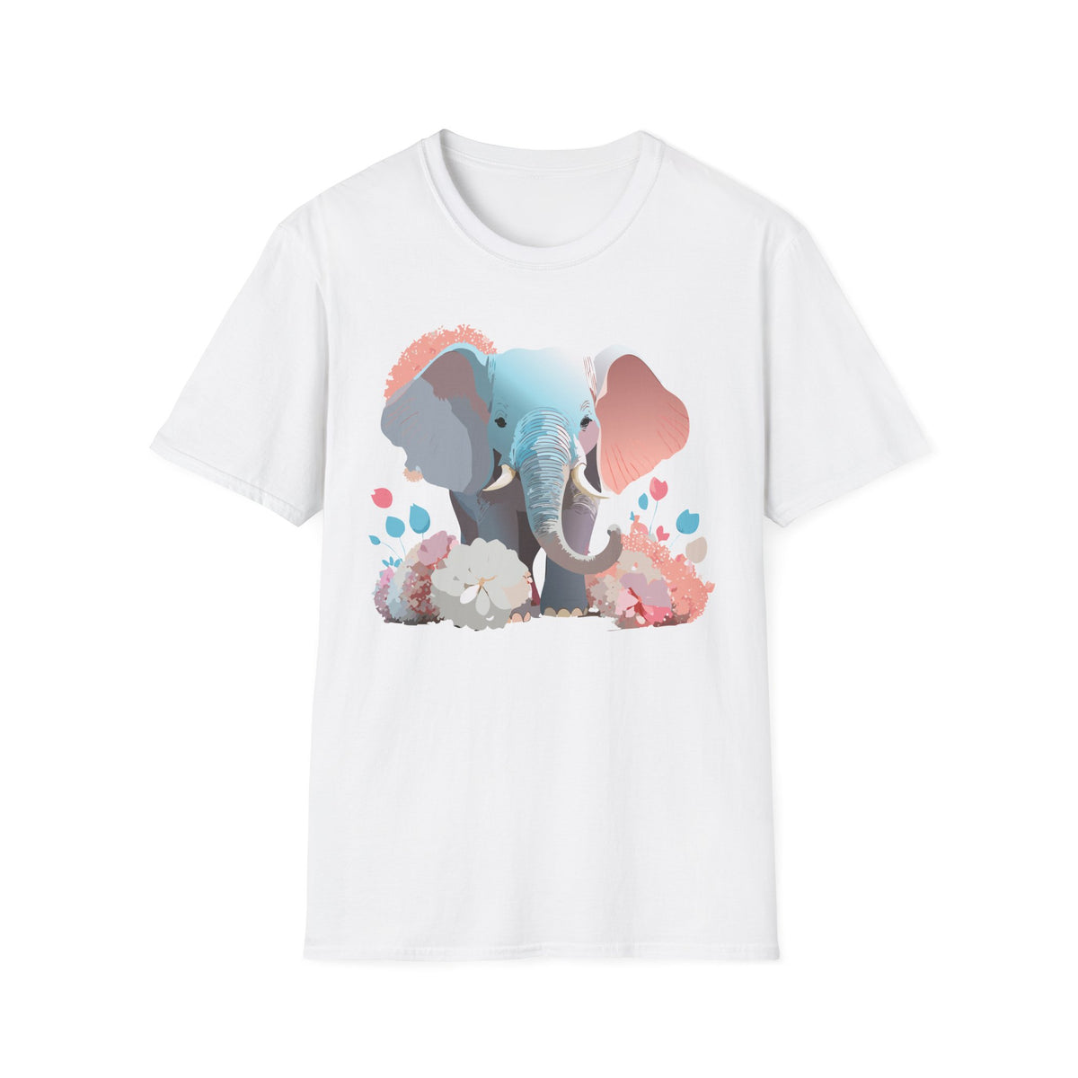 Pastel Elephant Illustration T-Shirt | Cute Watercolor Elephant Tee