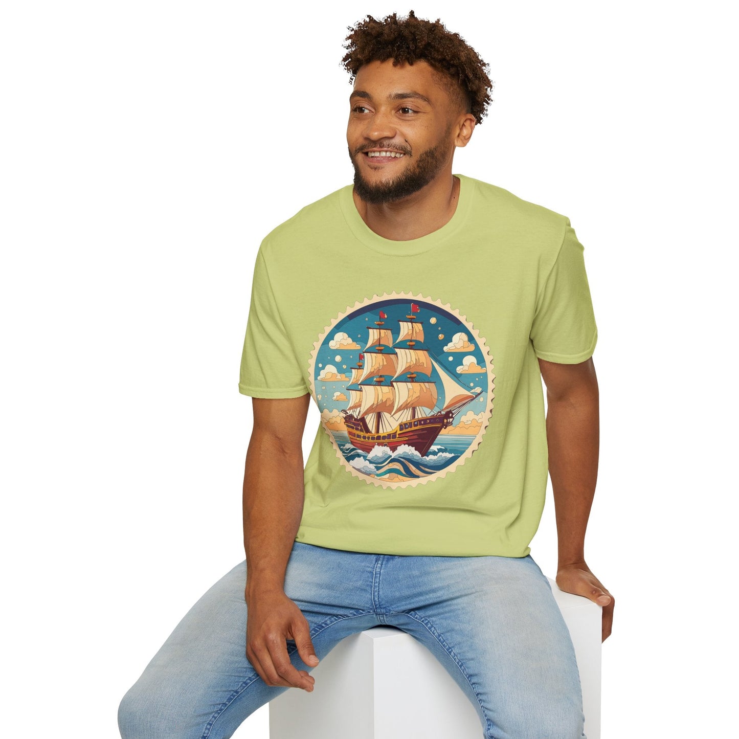 Frigate Ship T Shirt Unisex Short Sleeve 100 Percent Ring Spun Cotton Soft Tee Gildan 64000