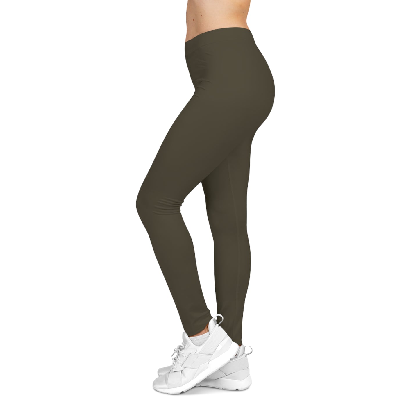 Dark Khaki Color Women's Poly-Span Casual Leggings XS-2XL