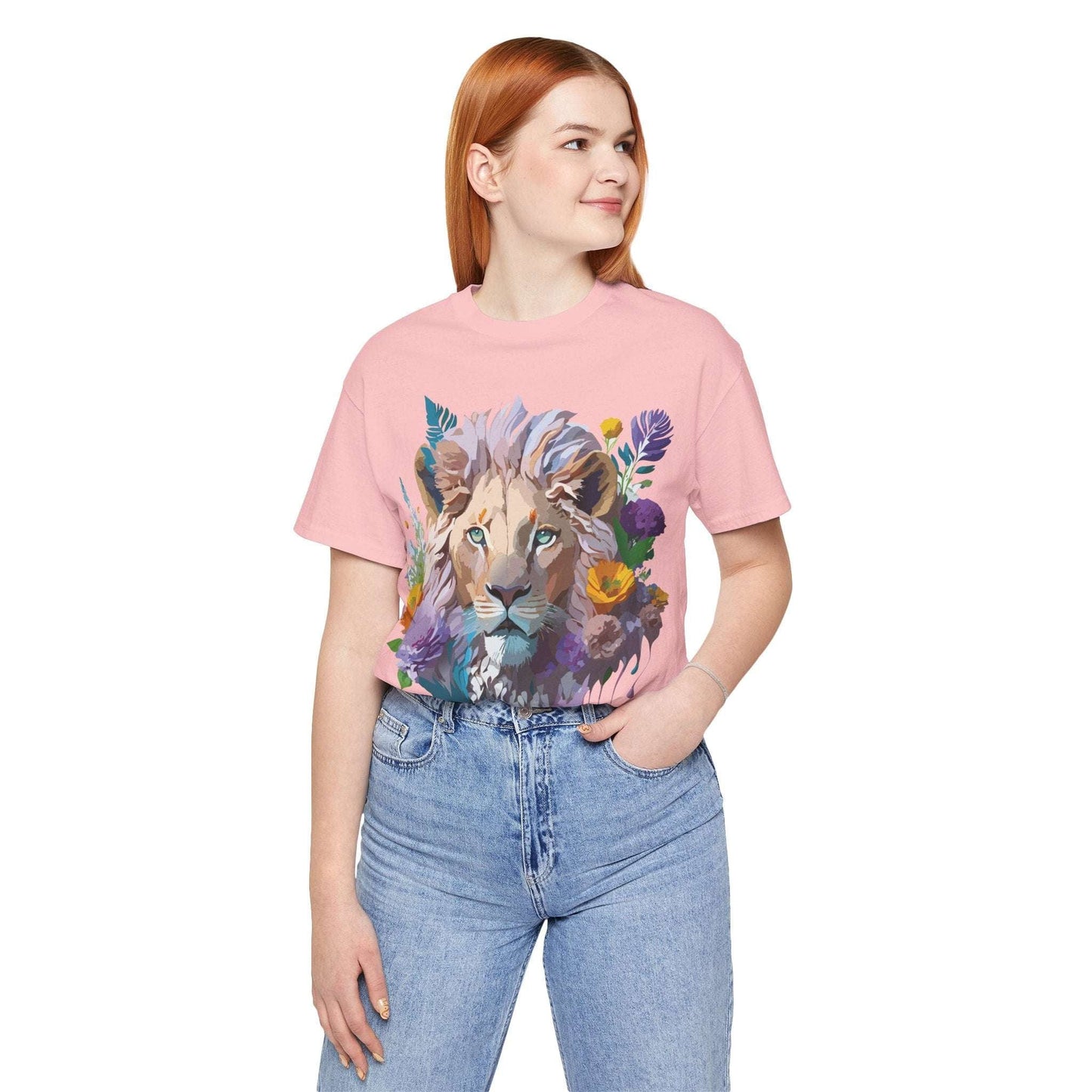 Lion Graphic Tee Unisex Short Sleeve Shirt With Vintage Inspired Artwork By Adelpha