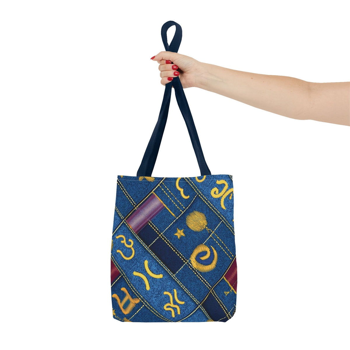 Denim Fabric Imitation Print Unisex Canvas Bag Poly Spun 3 Sizes Tote Bag 184