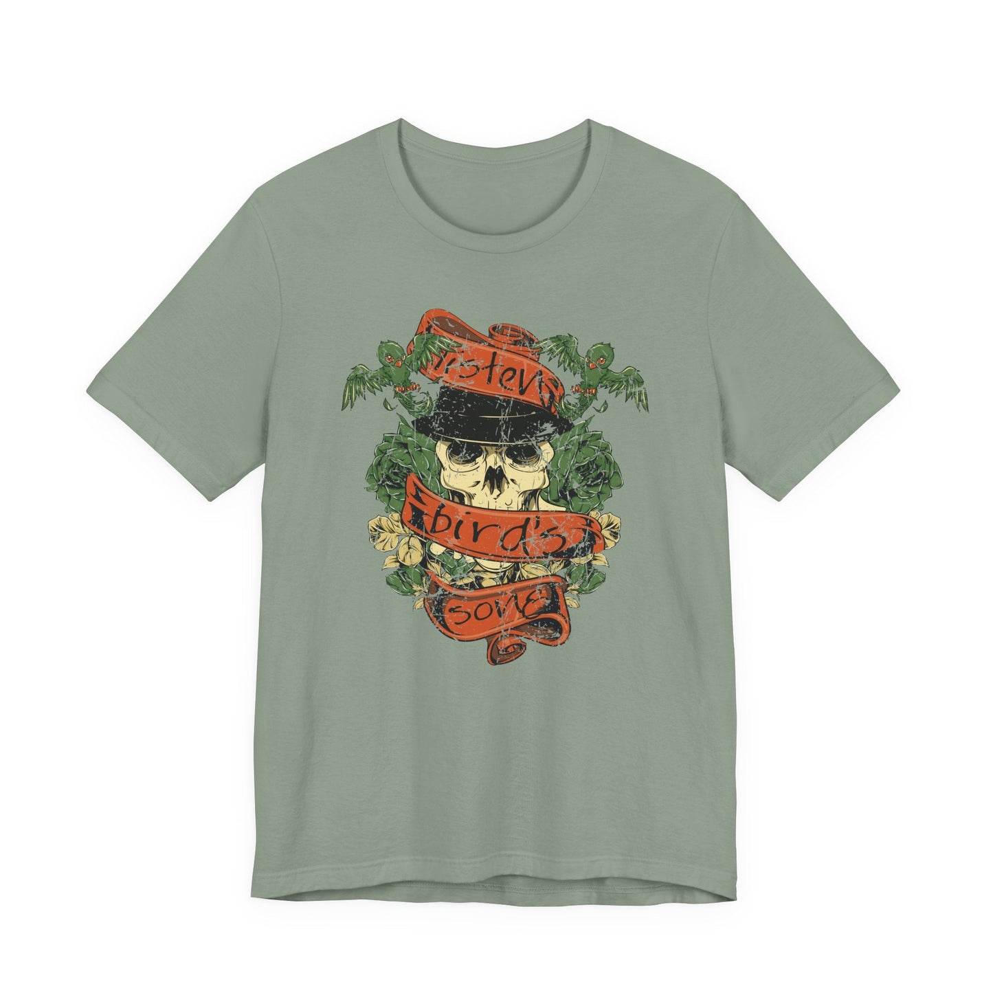 Skull Floral Tattoo Style Graphic Design Unisex Cotton T-Shirt Art-38