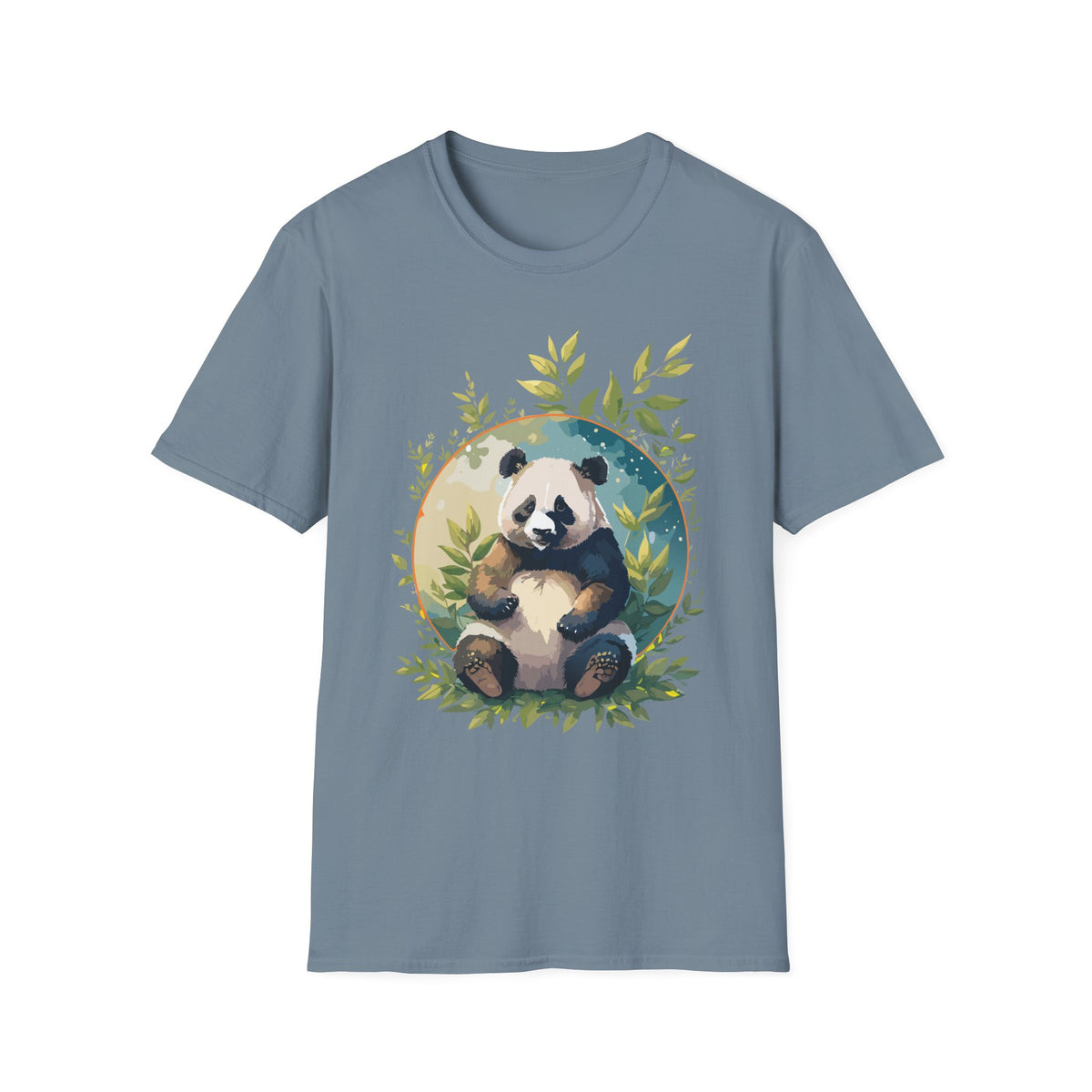 Panda with Leaves T-Shirt | Cute Panda Illustration Tee