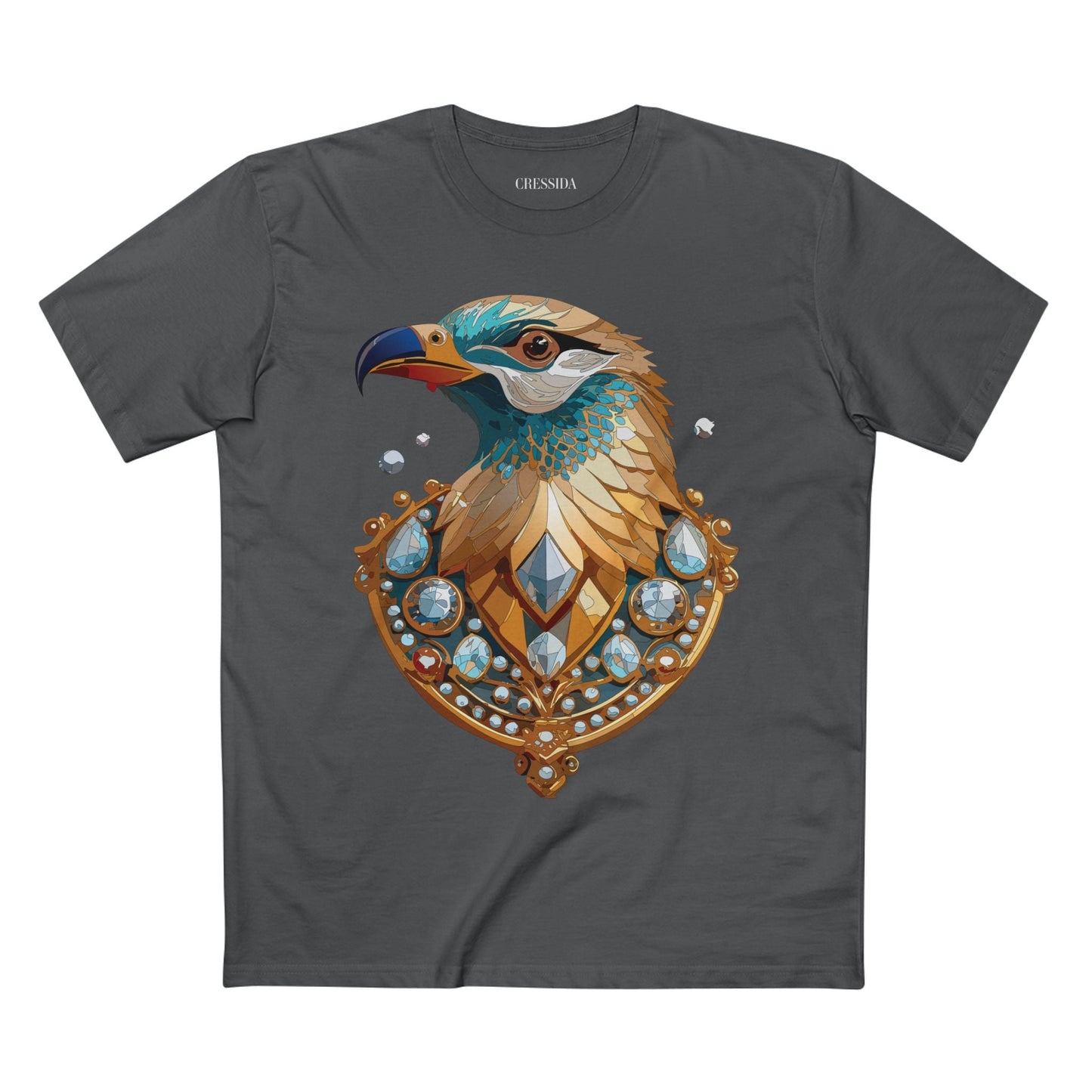 Bird Graphic Unisex 100 Cotton Tee With Unique Animal Golden Medallion Art Design 21