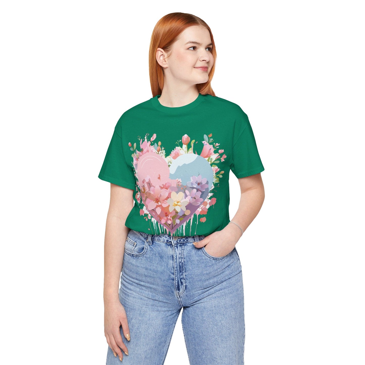 Valentine Day Graphic Unisex 100 Cotton Vintage Artwork with Love and Flower Design Tee 30