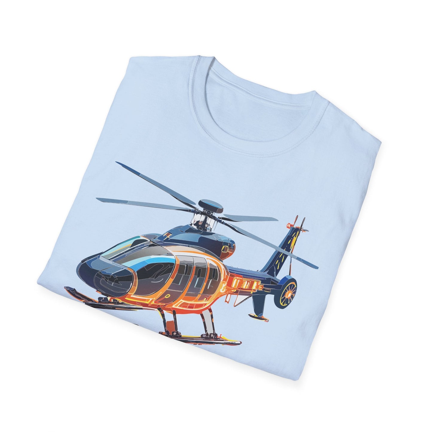 Unisex Helicopter Graphic T Shirt Softstyle 64000 Short Sleeve Chopper Tee For Everyday Comfort