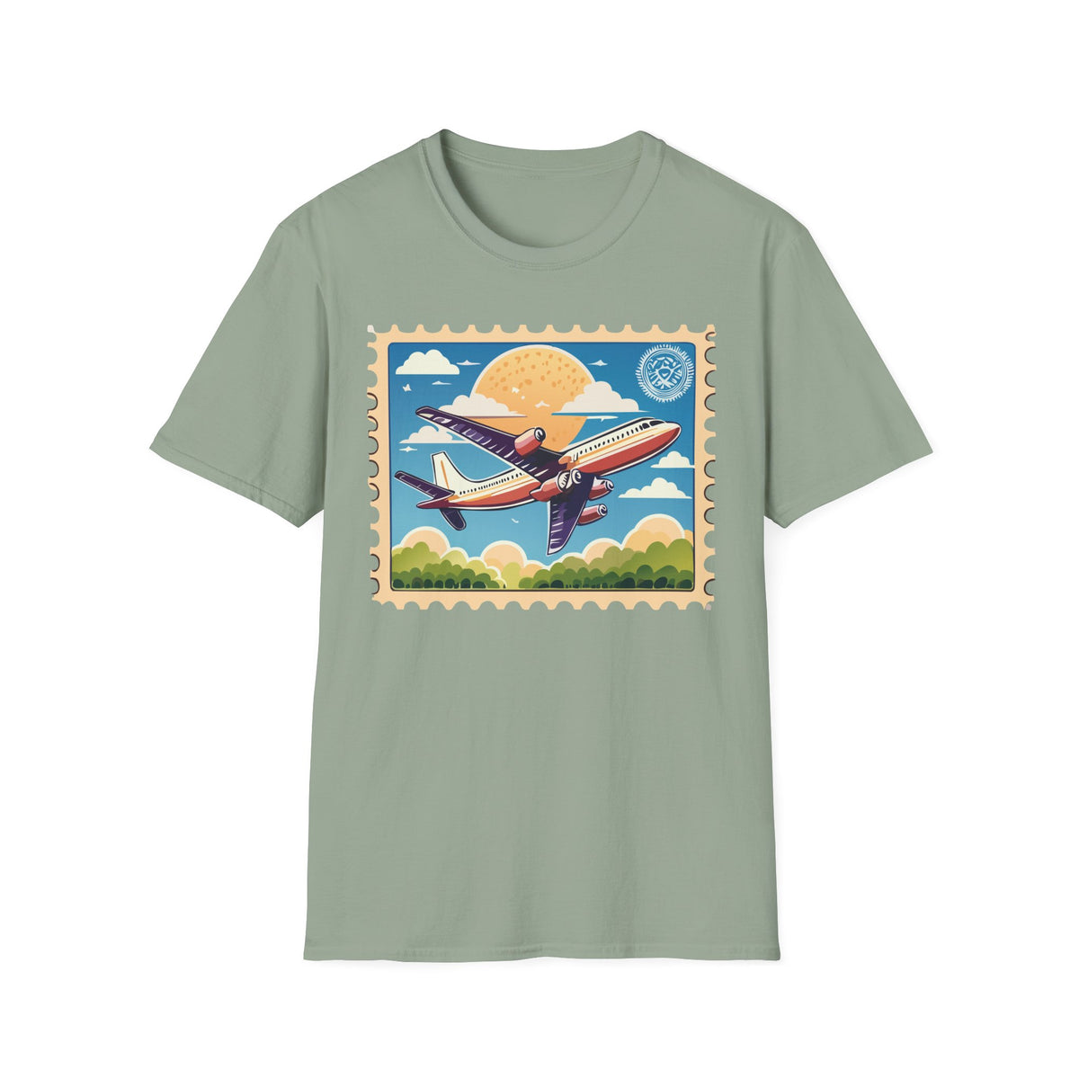 Vintage Airplane Stamp design T-Shirt | Retro Travel Aviation Tee