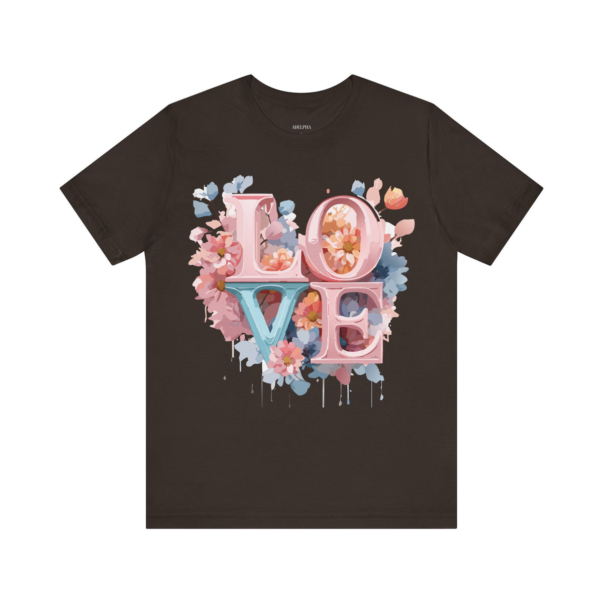 Valentine's Day Graphic Unisex Cotton Bella+Canvas Tee with Floral Art Design d117