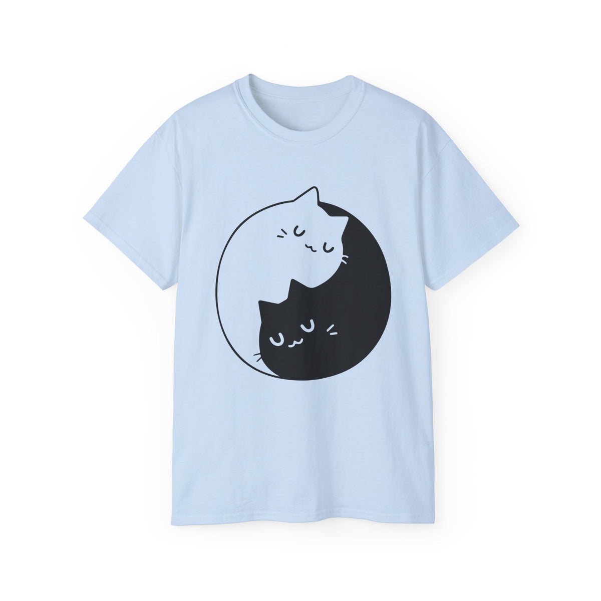Yin Yang Cats T-Shirt | Black White Cat Illustration, Cute Kittens Tee