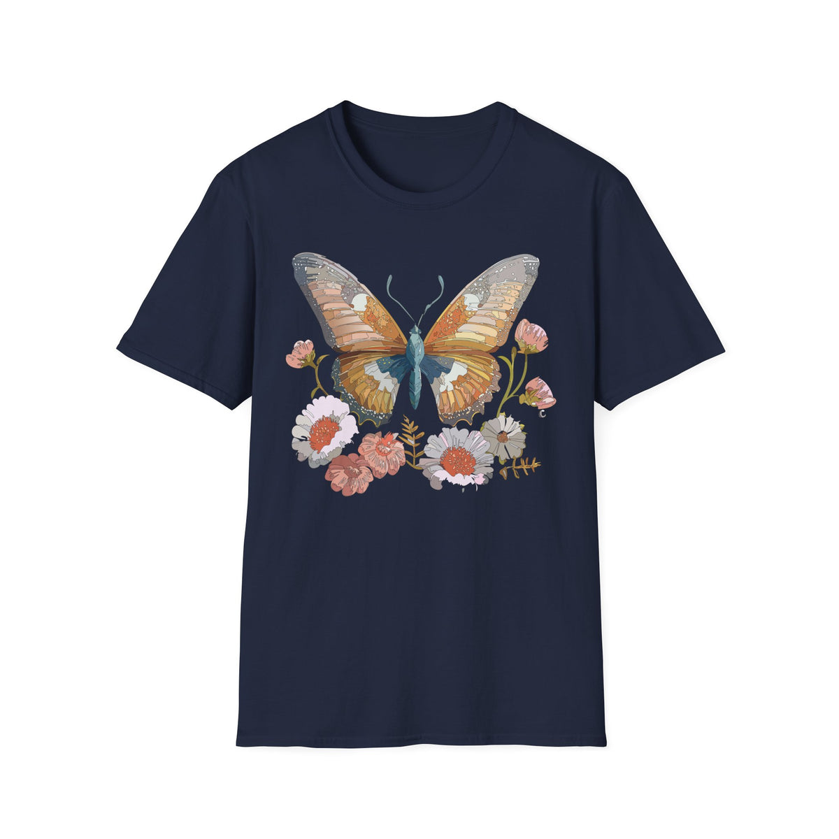 Butterfly Floral Watercolor Wings Graphic Design Unisex 100 Cotton Gildan T-Shirt