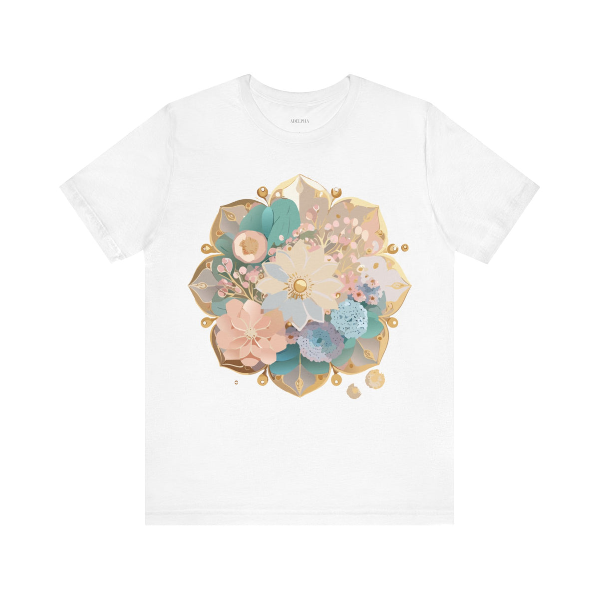 Mandala Graphic Unisex Cotton Bella+Canvas Tee with Floral Art Design d21