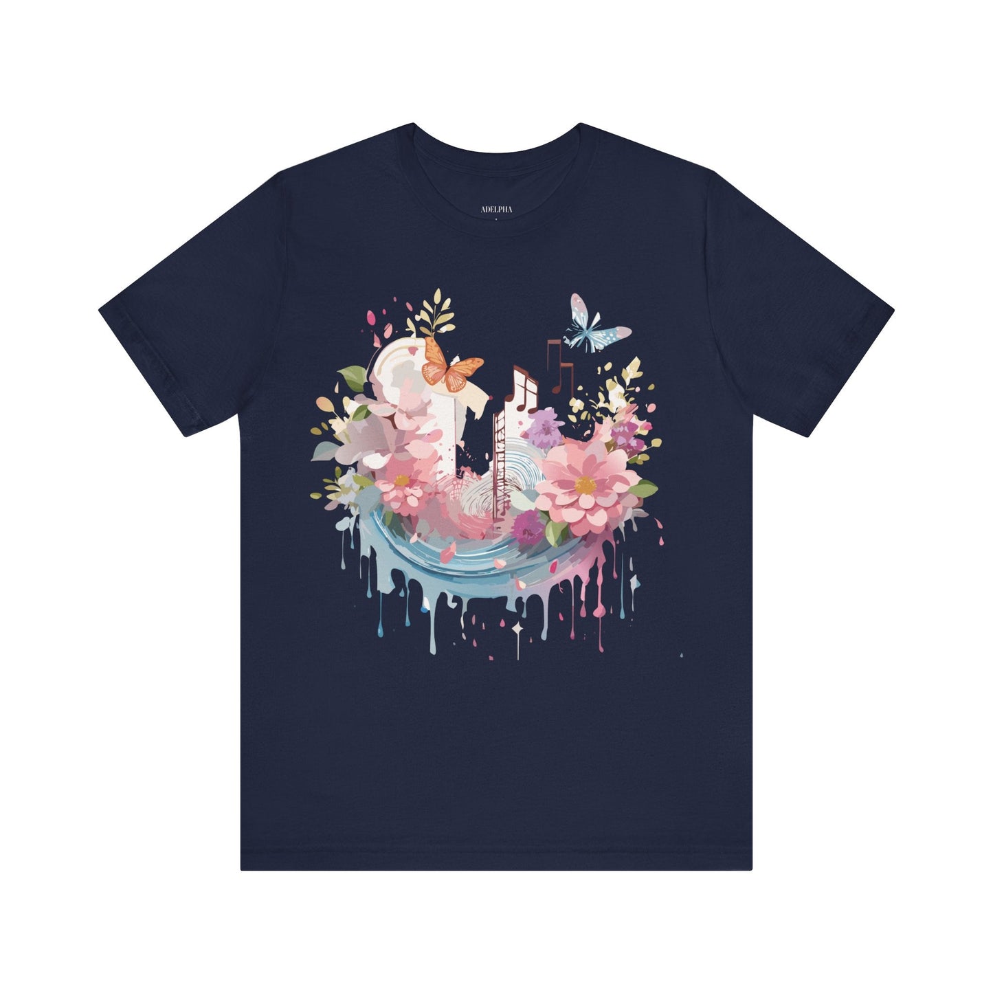 Music Graphic Unisex 100 Cotton Vintage Art with Musical Elements Tee 121