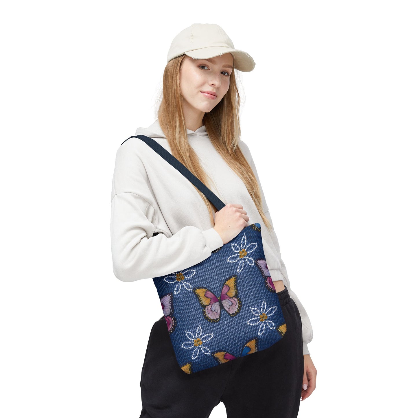 Denim Fabric Imitation Print Unisex Canvas Bag Poly Spun 3 Sizes Tote Bag 178