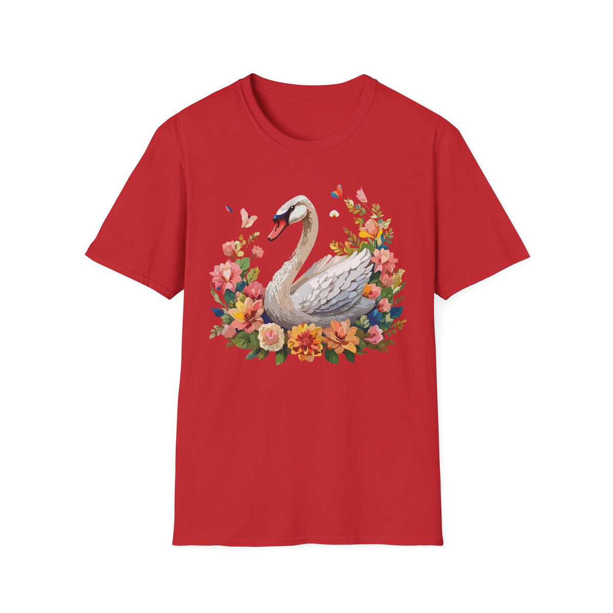 Floral Swan T-Shirt | Swan Illustration Tee, Floral Bird Shirt