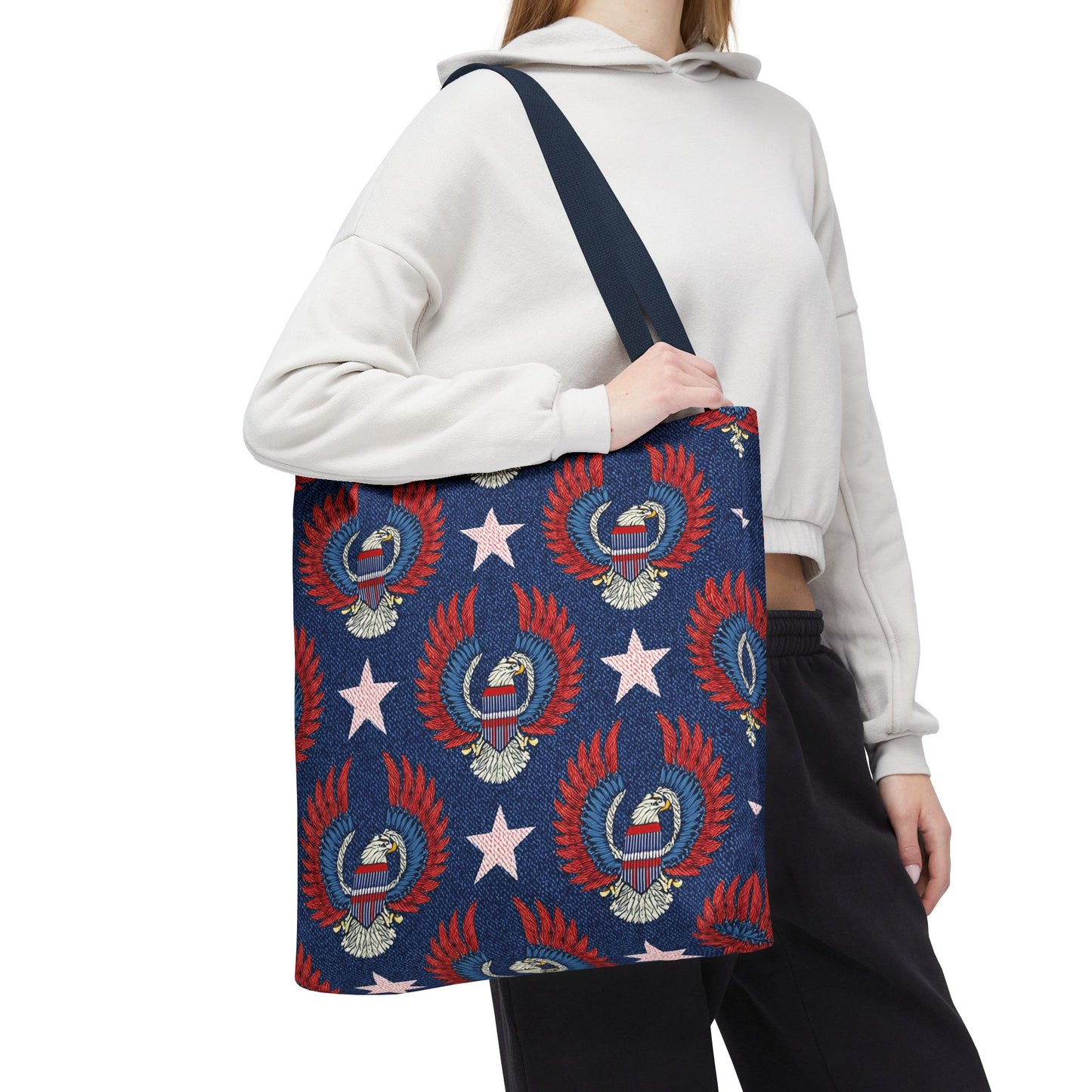 4th of July Graphic Denim Fabric Imitation Print Unisex Canvas Bag Poly Spun 3 Sizes Tote Bag 200-4