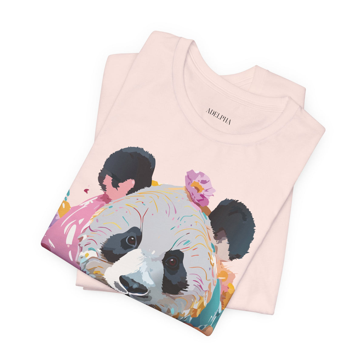 Panda Graphic Unisex Cotton Bella+Canvas Tee with Art Animal Design e55