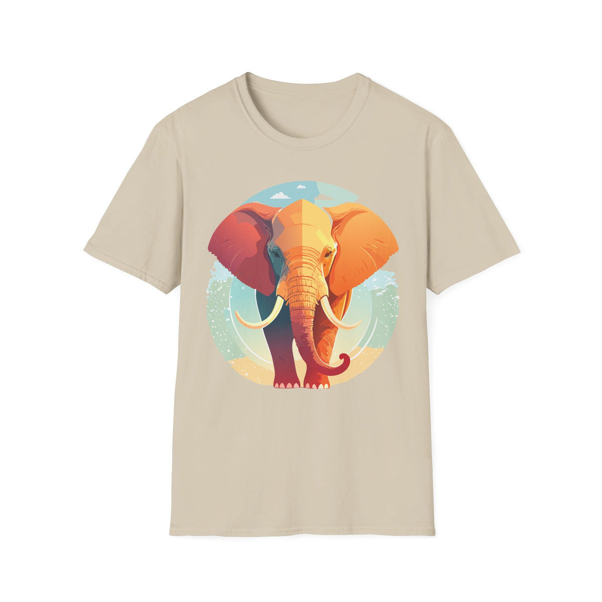 Colorful Elephant Illustration T-Shirt | Vibrant Safari Animal Tee
