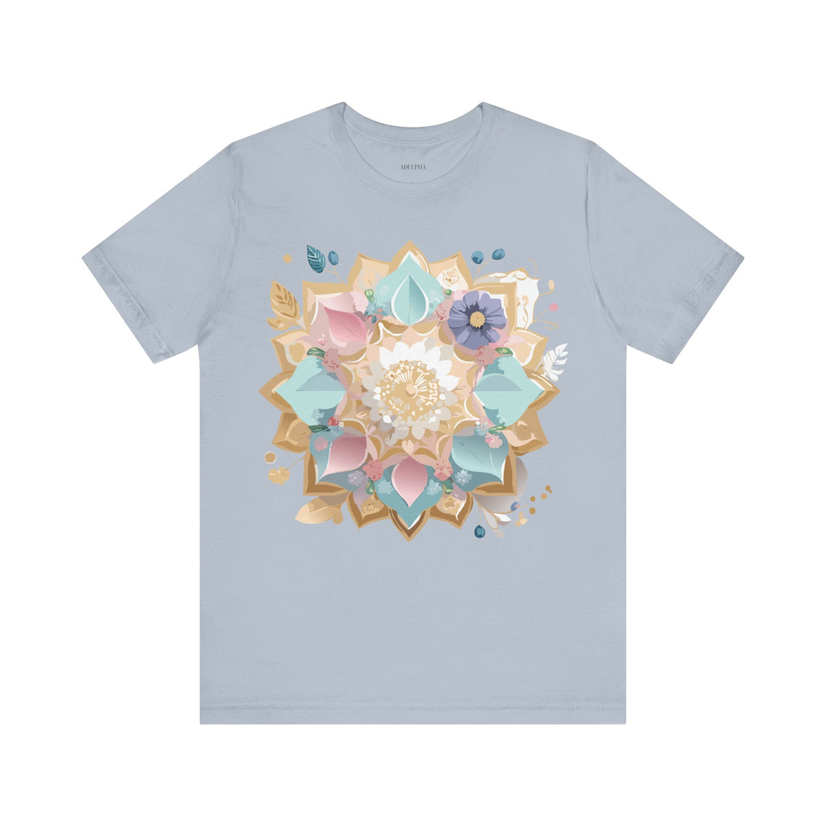 Mandala Graphic Unisex Cotton Bella+Canvas Tee with Floral Art Design d28