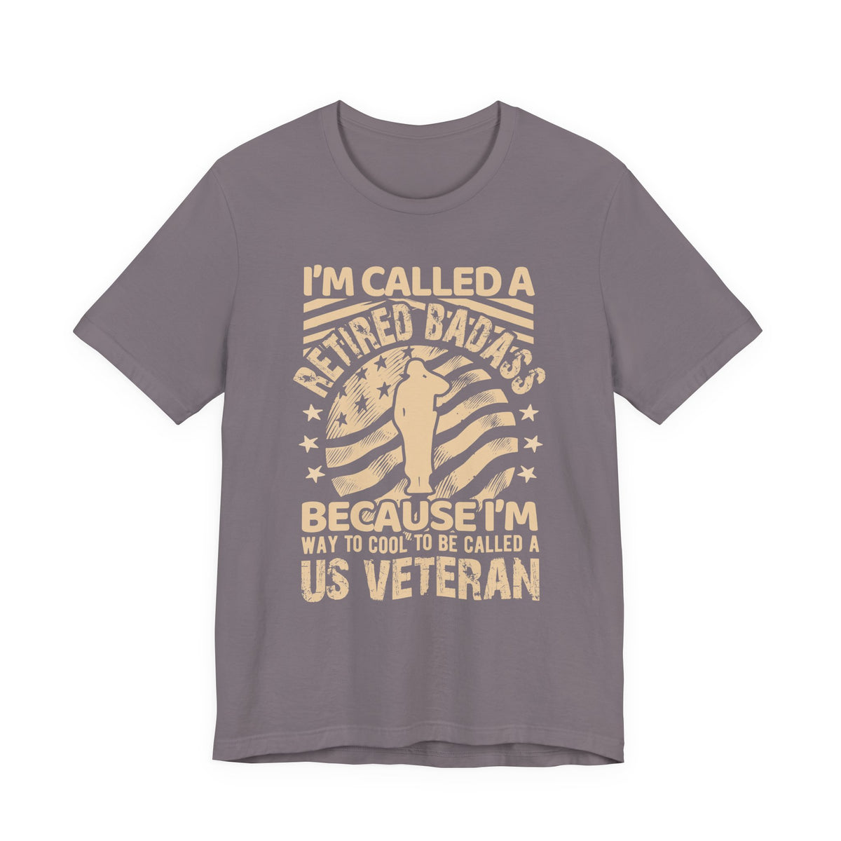 Retired Badass US Veteran T-Shirt Veteran Flag Silhouette Unisex Cotton Tee v12