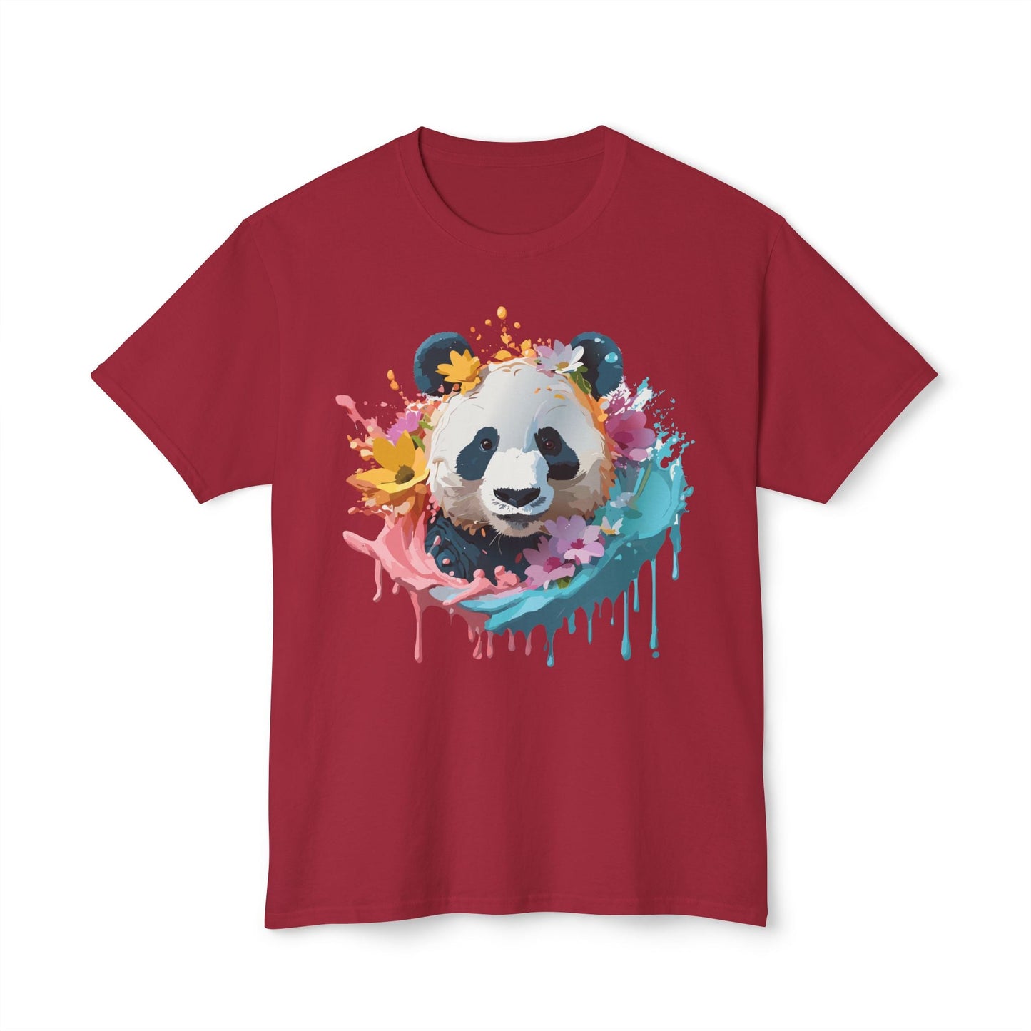 Unisex Panda T Shirt With Art Print Vintage Panda Floral Tees Panda Art Design Shirt USA Made