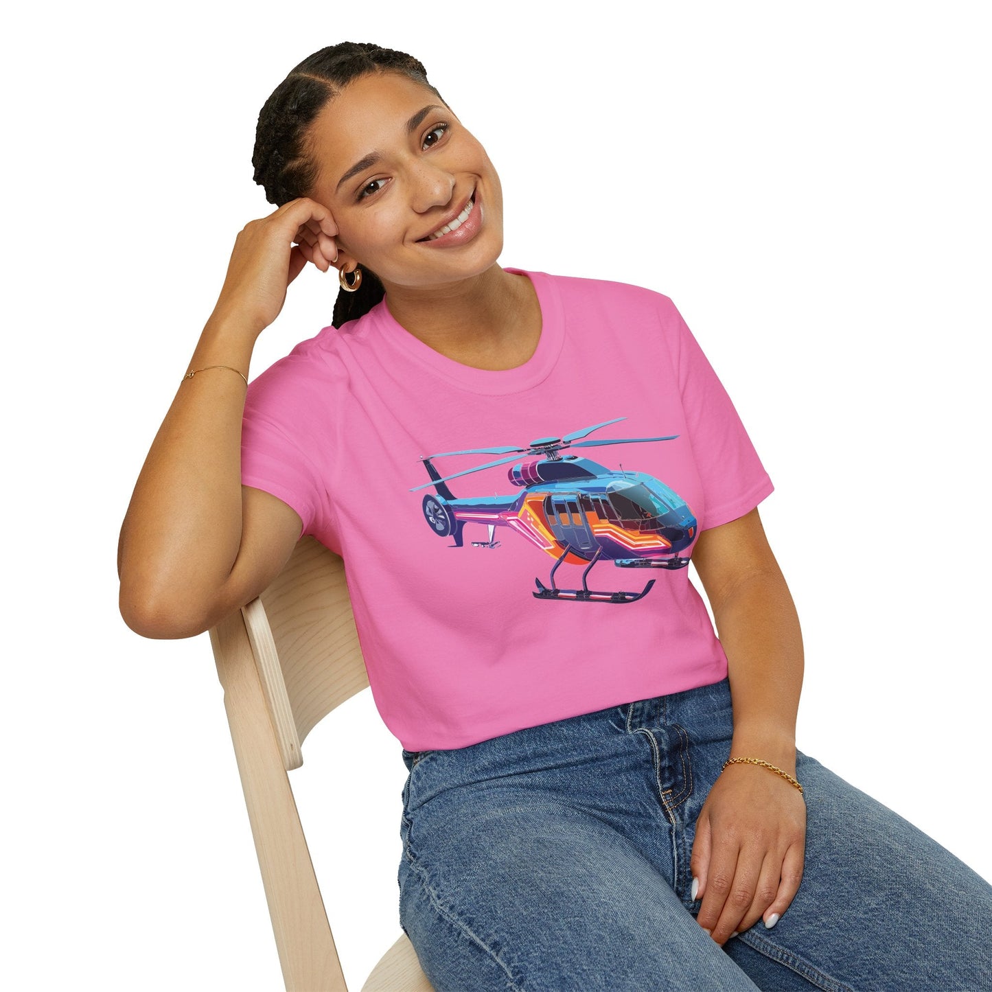 Chopper Helicopter T Shirt Unisex Softstyle 100 Percent Ring Spun Cotton Premium Tee