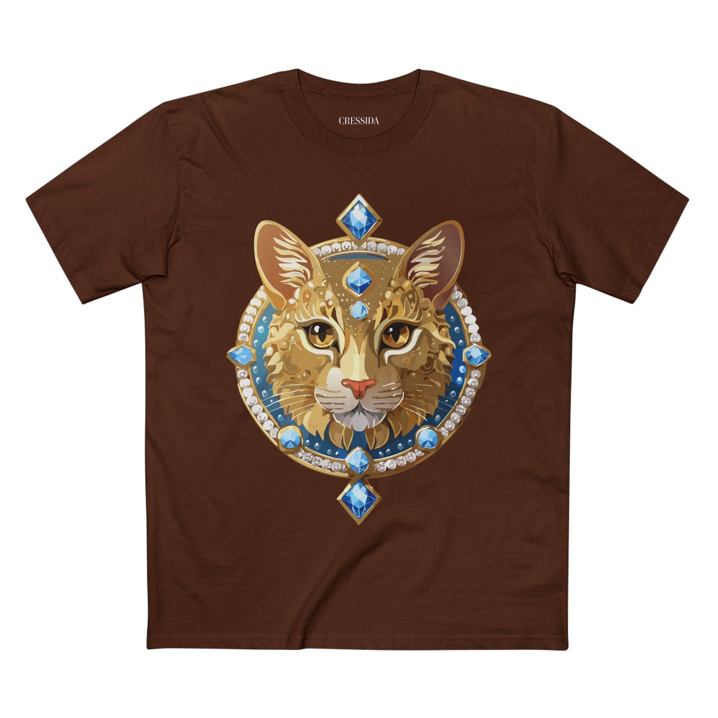 Cat Graphic Unisex 100 Cotton Tee With Unique Animal Golden Medallion Art Design 10
