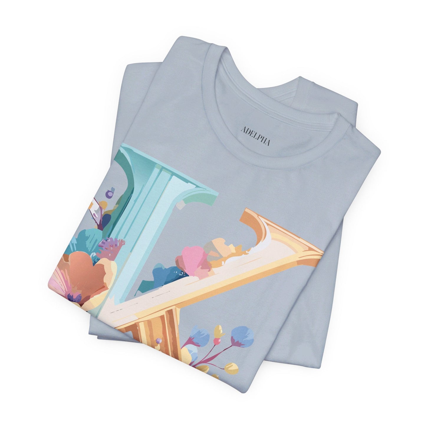 Letter K Graphic Tee Unisex Shirt By Adelpha Vintage Art Design Short Sleeve Collection