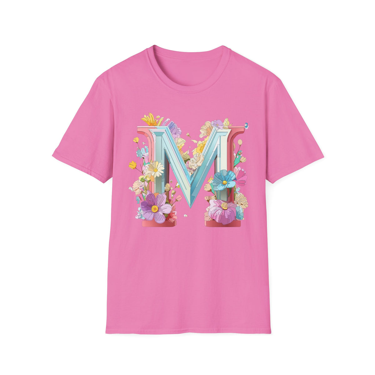 Floral Letter M T-Shirt | Monogram Initial Graphic Tee